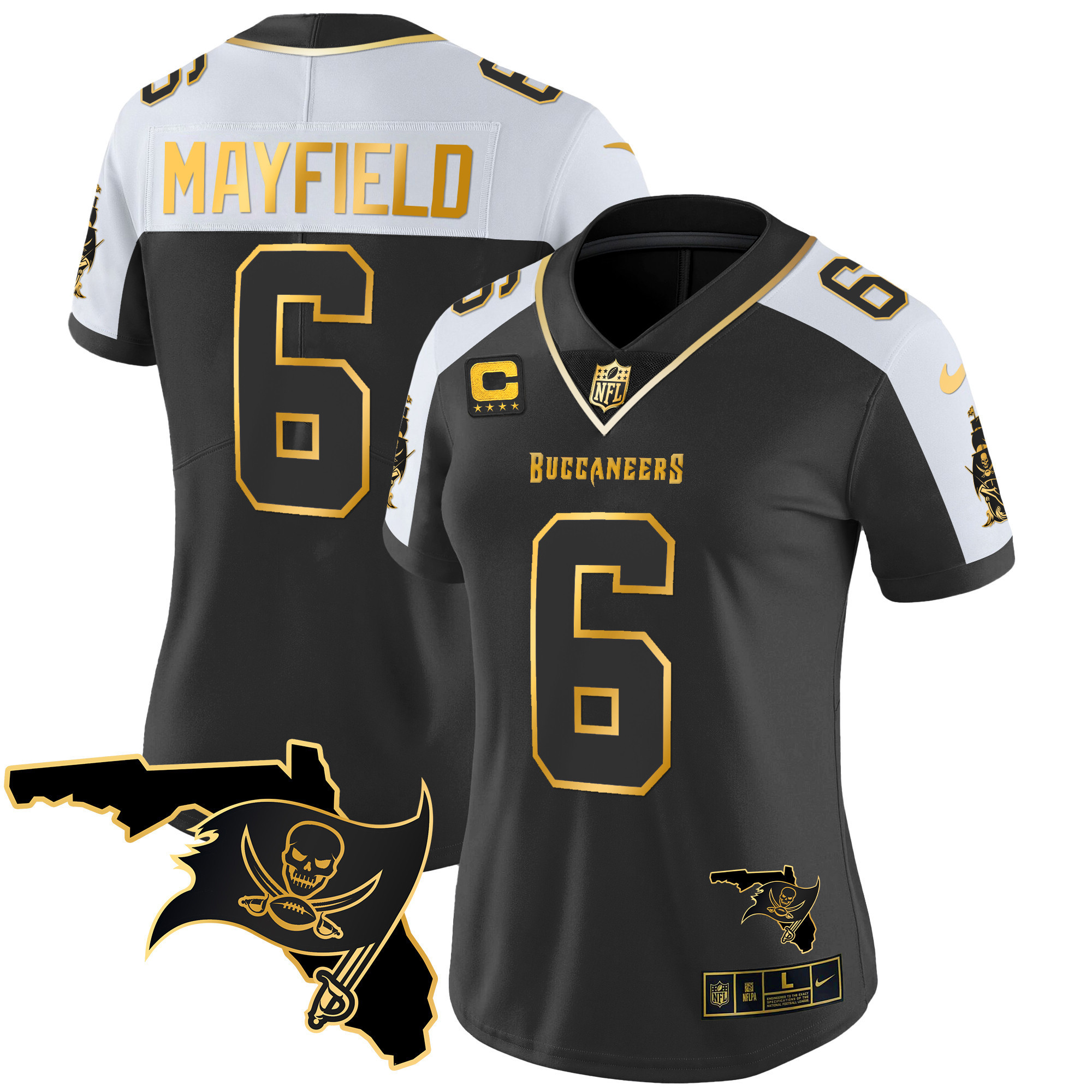 Baker Mayfield Women's Tampa Bay Buccaneers Florida Patch Vapor Gold Alternate Jersey - All Stitched