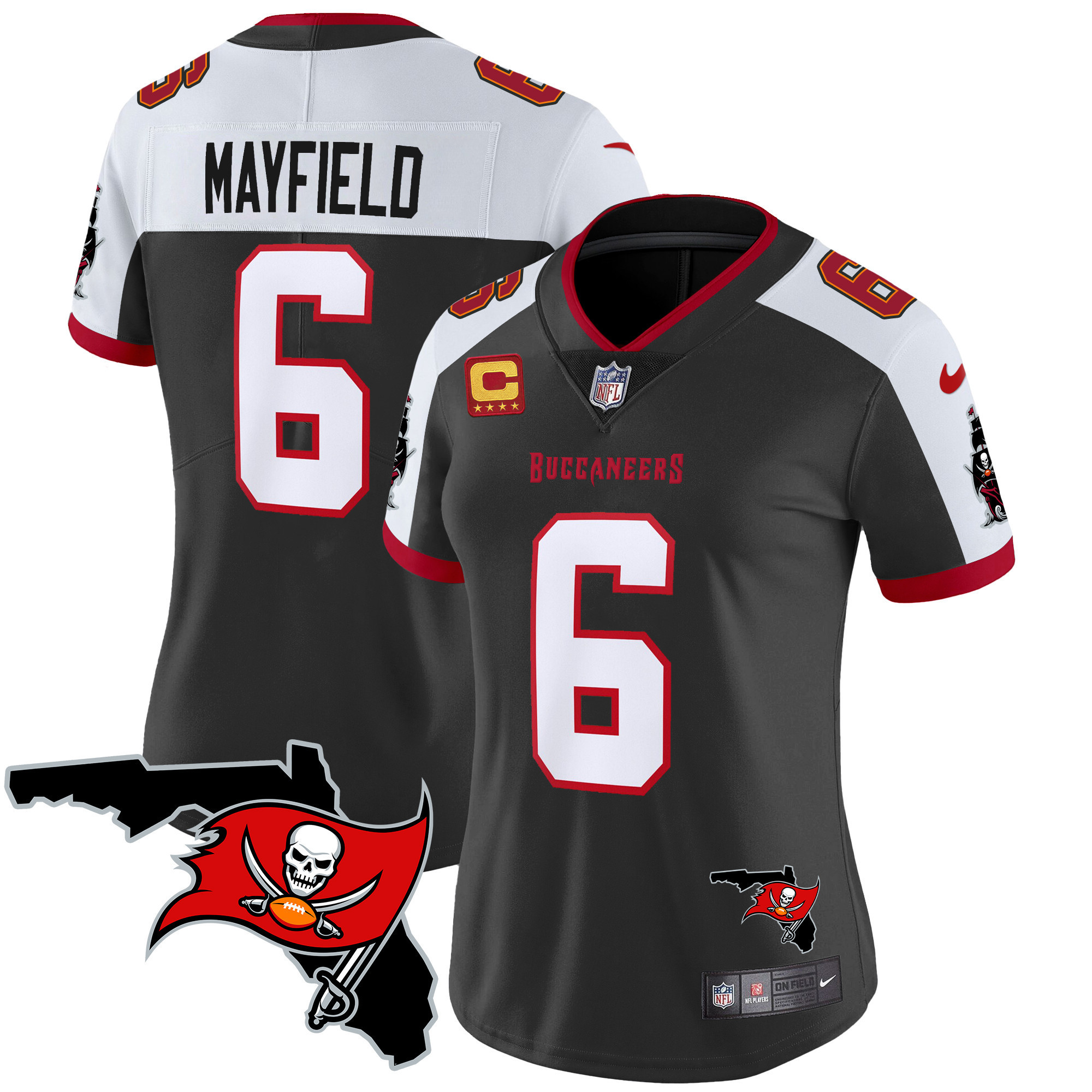 Baker Mayfield Women's Tampa Bay Buccaneers Florida Patch Vapor Limited Black Alternate Jersey - All Stitched