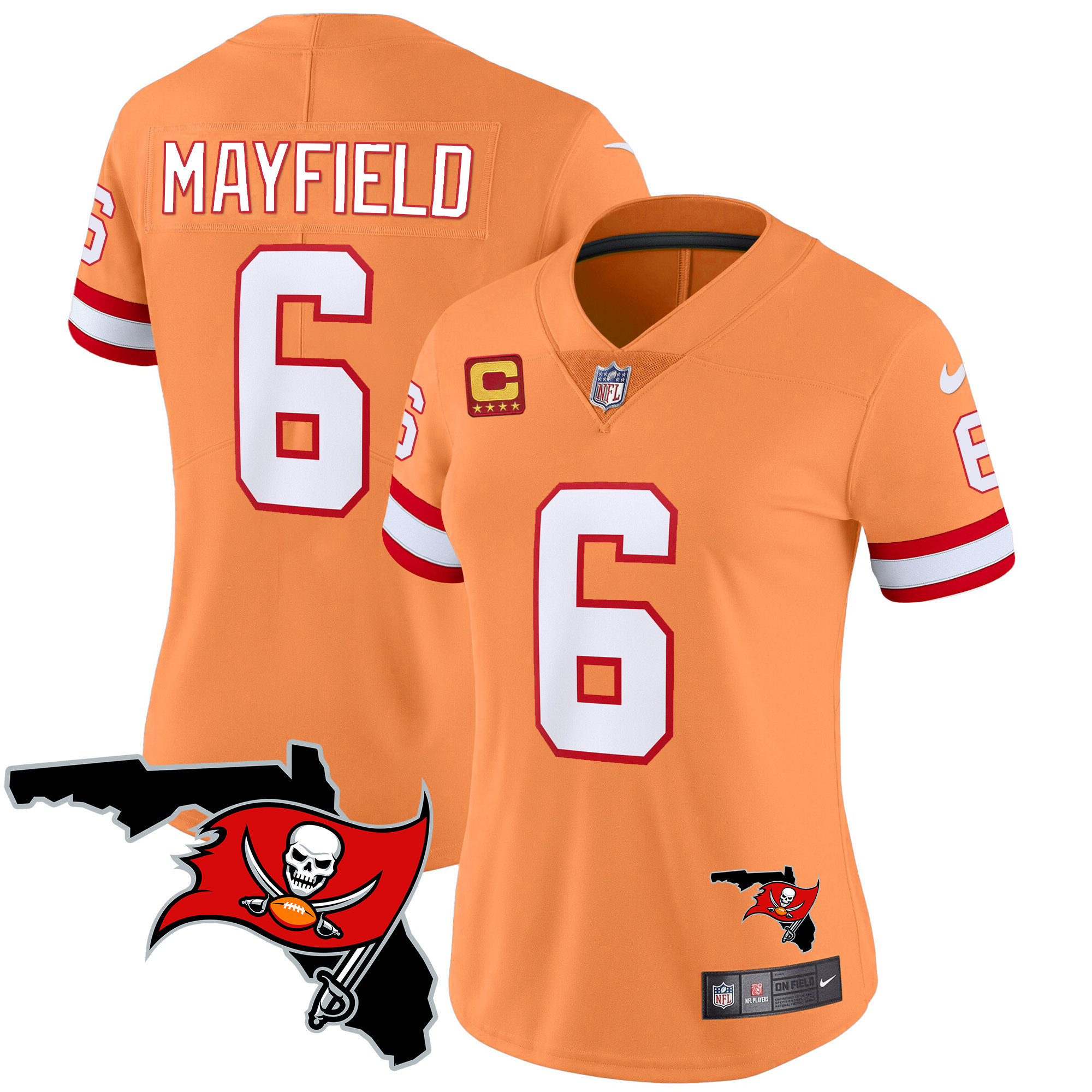 Baker Mayfield Women's Tampa Bay Buccaneers Florida Patch Vapor Limited Orange Jersey - All Stitched