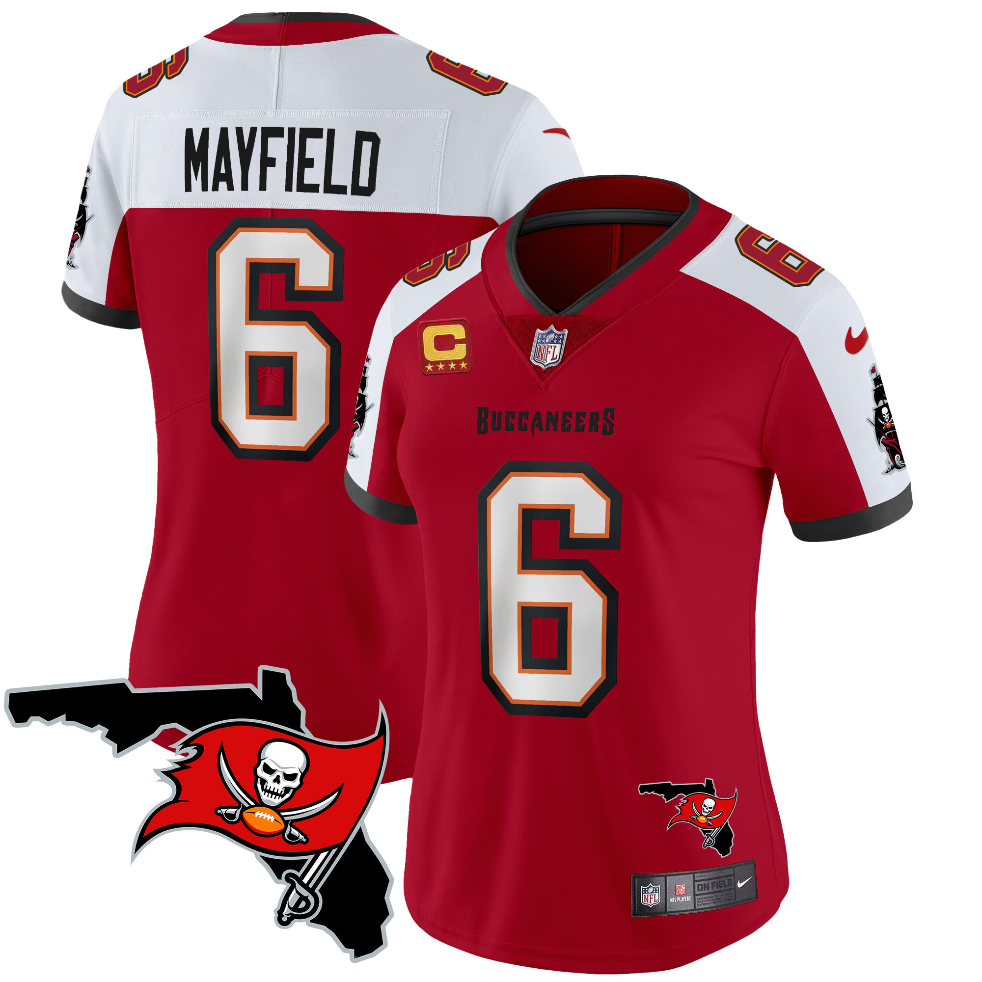 Baker Mayfield Women's Tampa Bay Buccaneers Florida Patch Vapor Limited Red Alternate Jersey - All Stitched