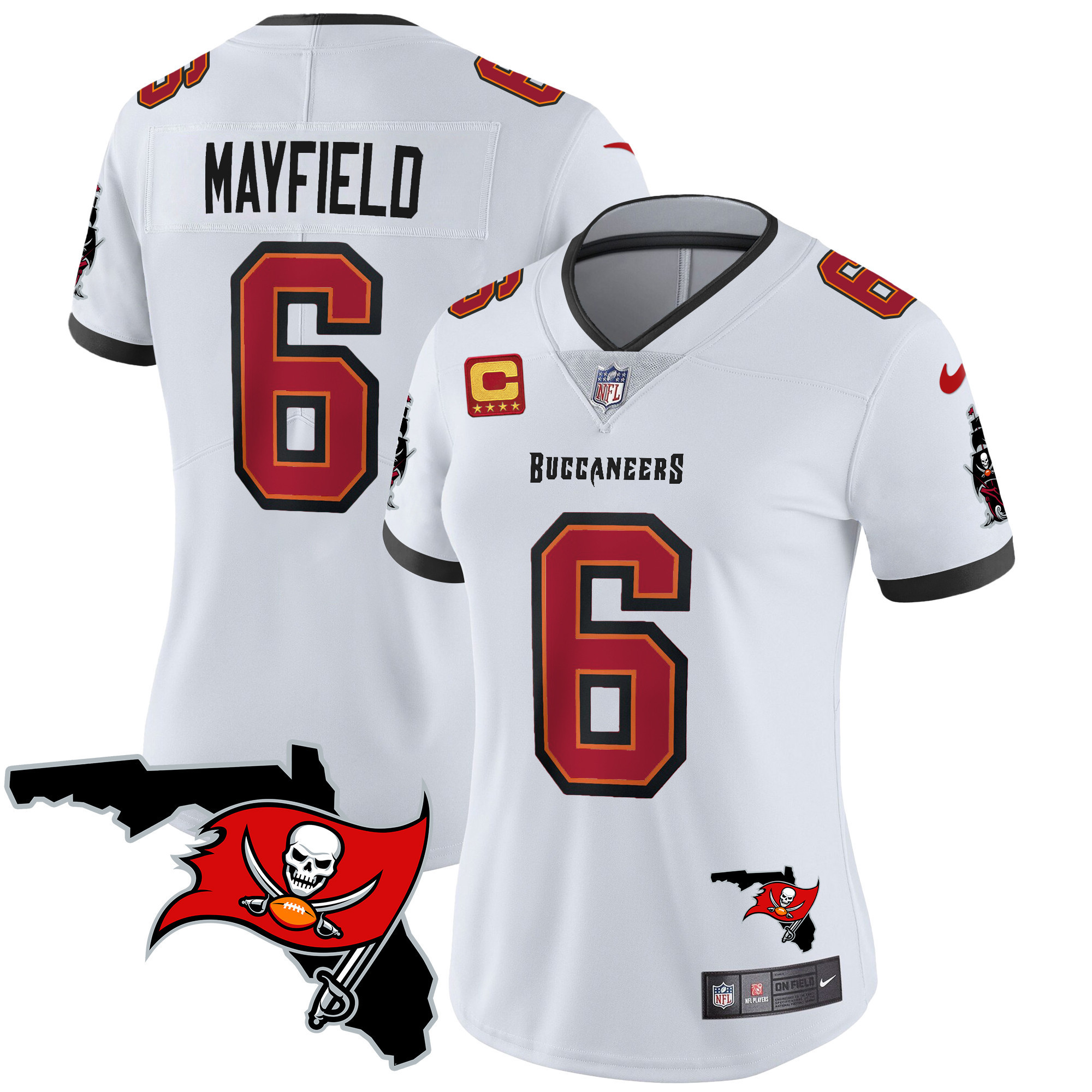 Baker Mayfield Women's Tampa Bay Buccaneers Florida Patch Vapor Limited White Jersey - All Stitched