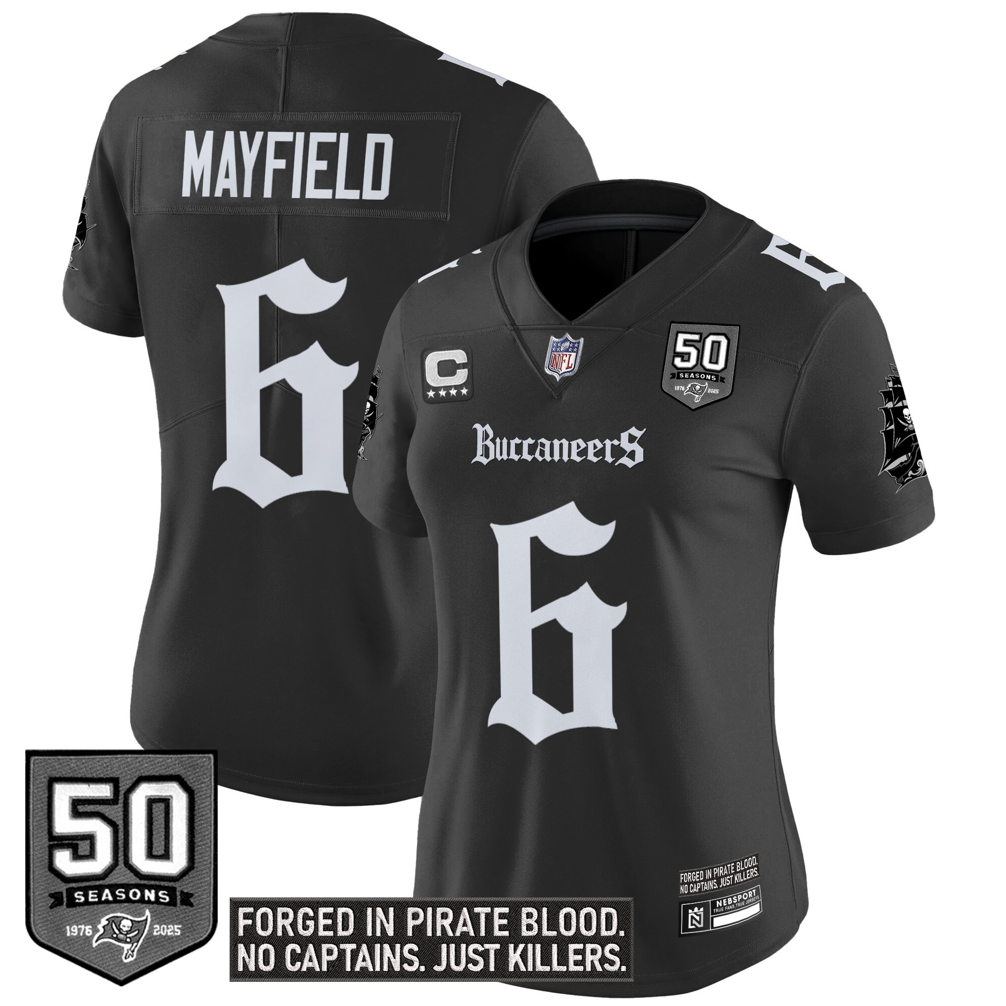 Baker Mayfield Women's Tampa Bay Buccaneers 'Gothic Pirate Shadows Edition' Vapor Limited Black Jersey - All Stitched