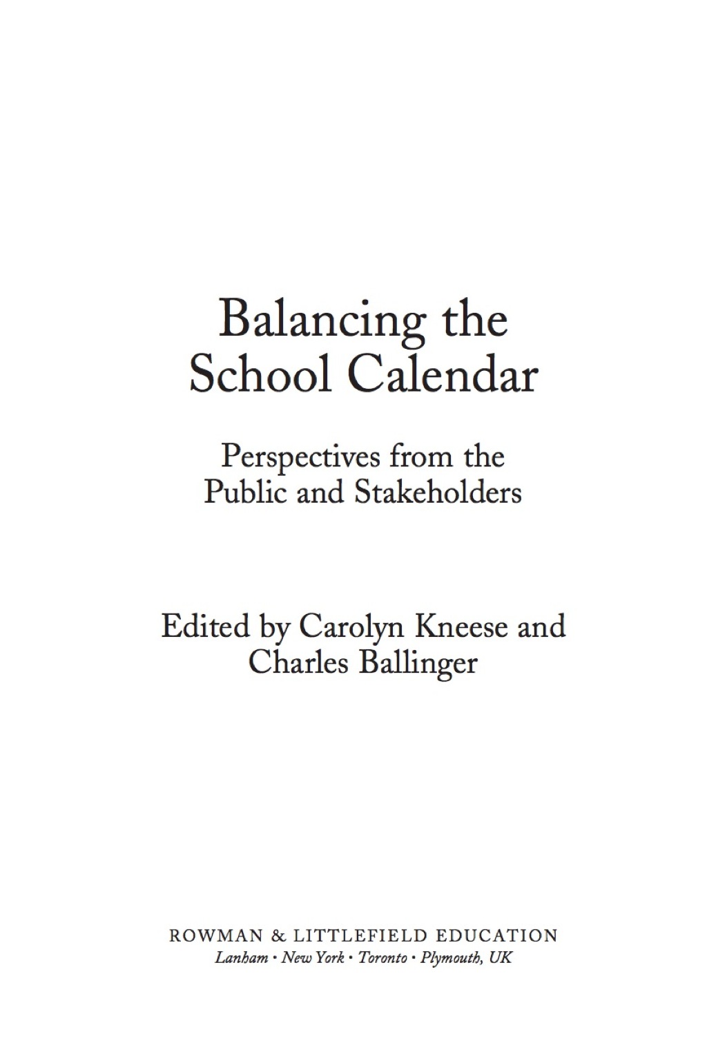 Balancing the School Calendar - (PDF/EPUB Version)