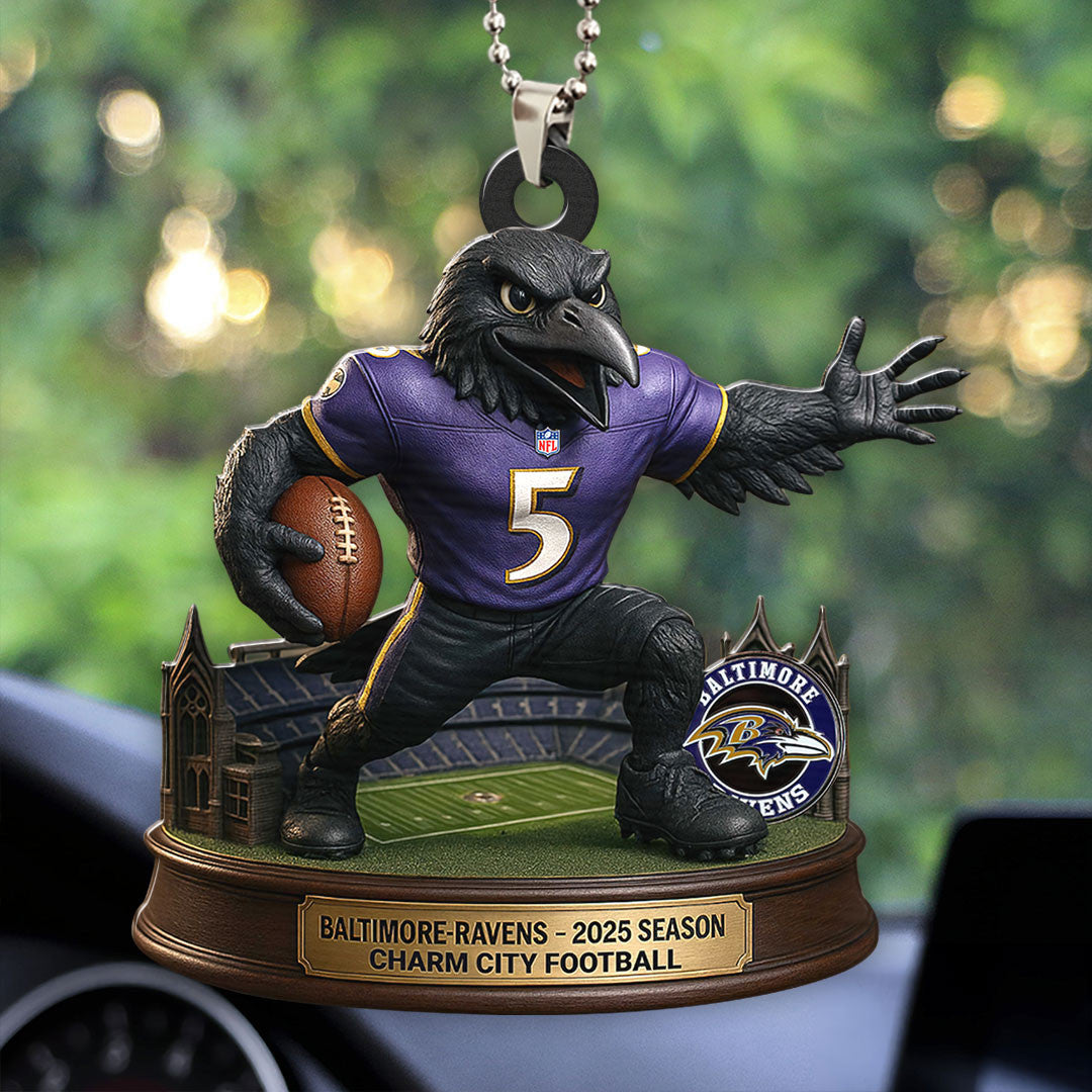 Baltimore Ravens 2025 Acrylic 2-Sided Car Ornament