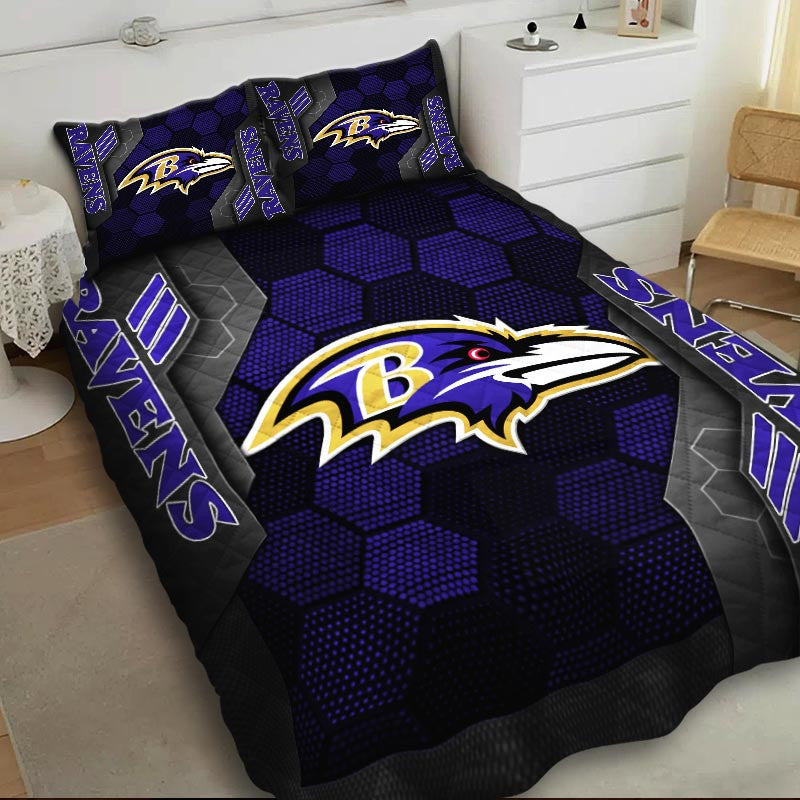 Baltimore Ravens Hexagon Honeycomb Bedding Set