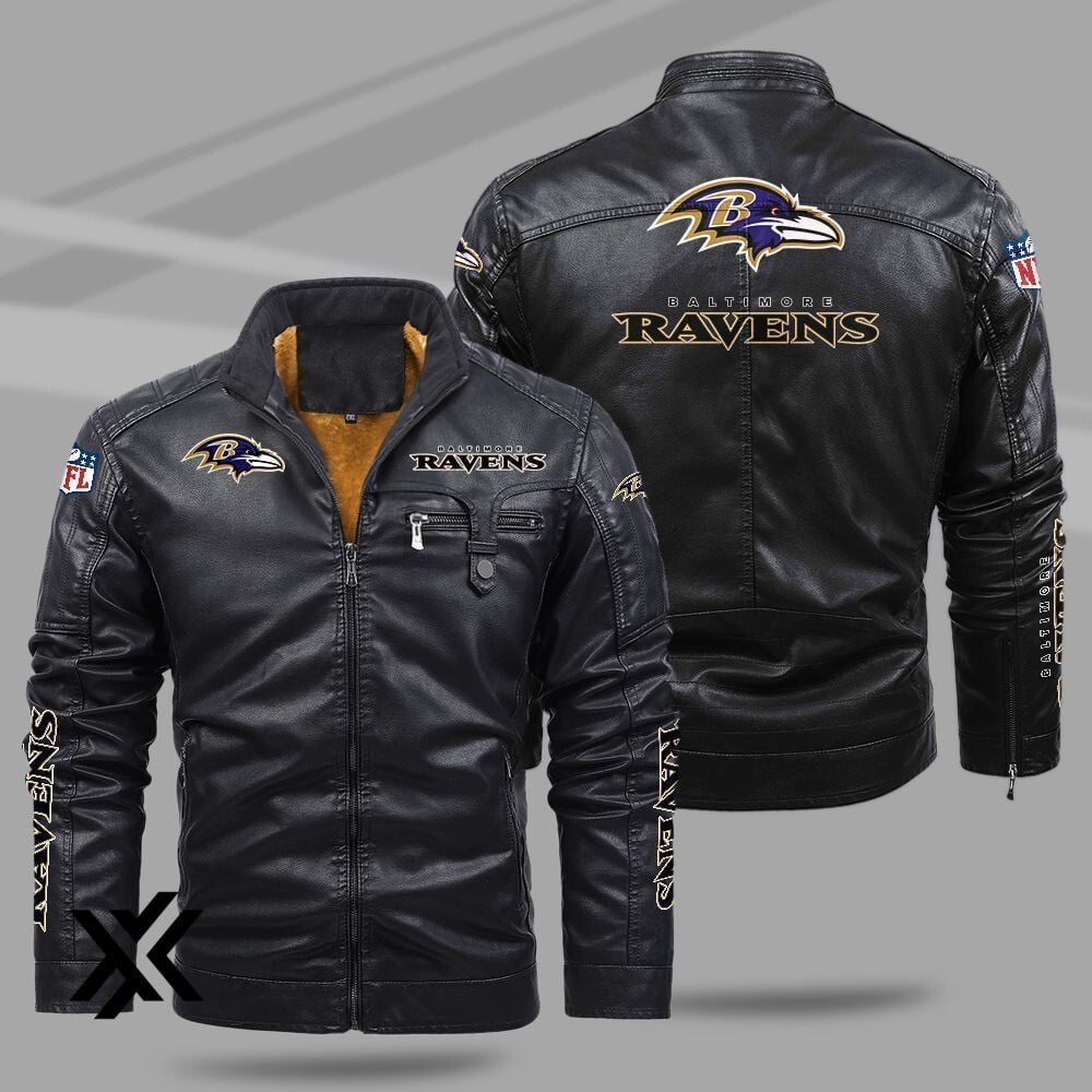 Baltimore Ravens Men's Fleece Leather Jacket