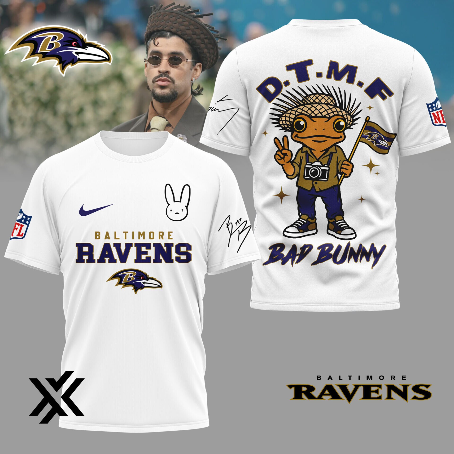 Baltimore Ravens NFL Bad Bunny Fan 3D Shirt