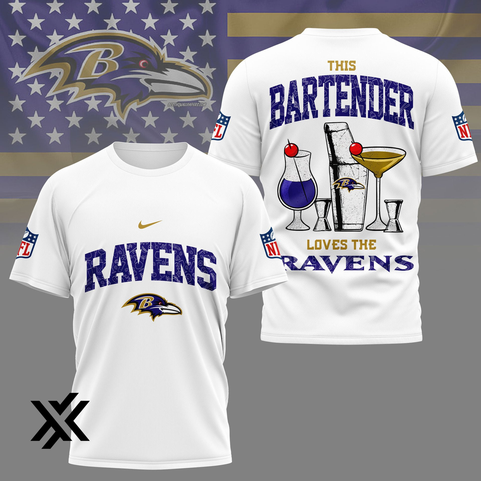 Baltimore Ravens NFL Bartender Fan 3D Shirt