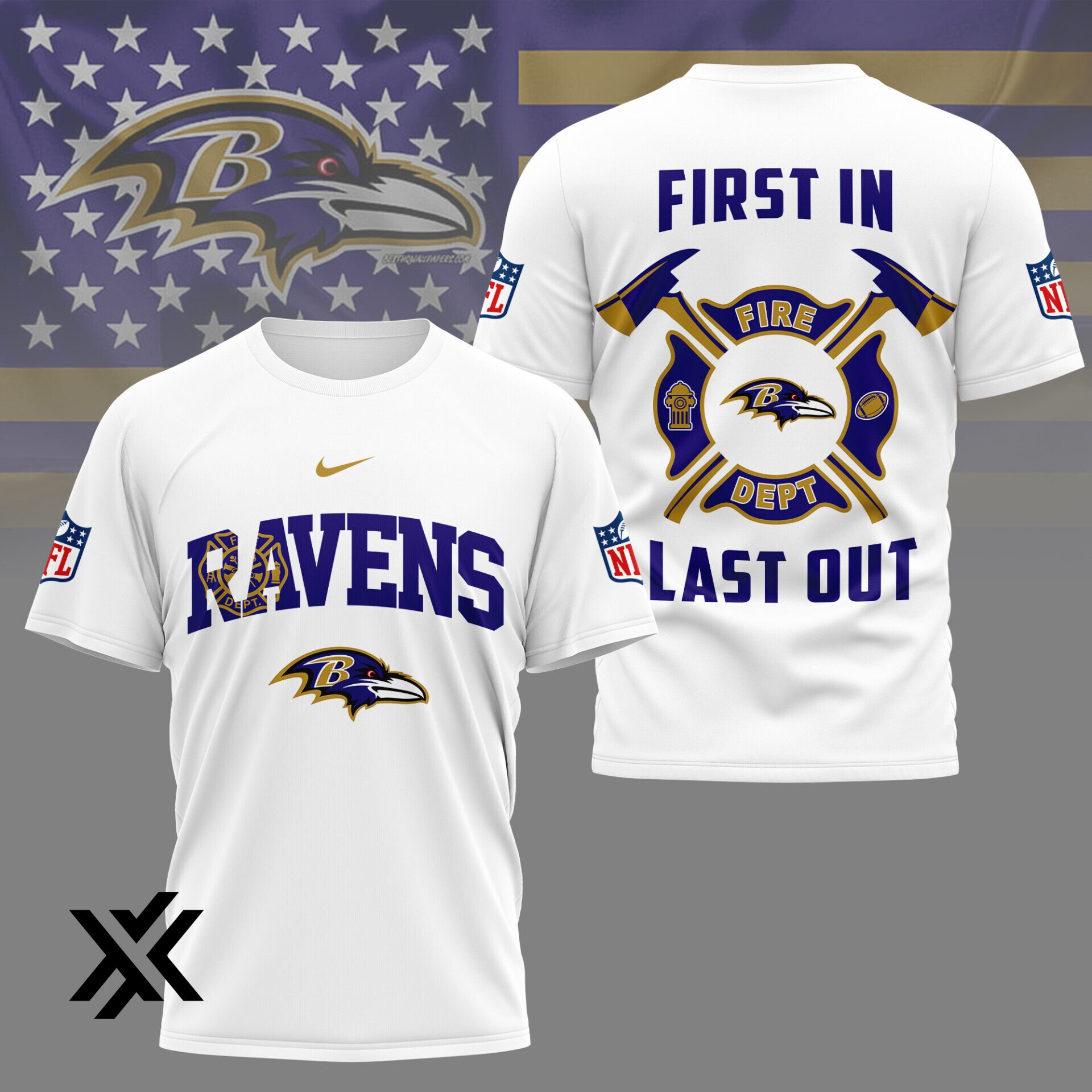 Baltimore Ravens NFL Fire Dept Fan 3D Shirt