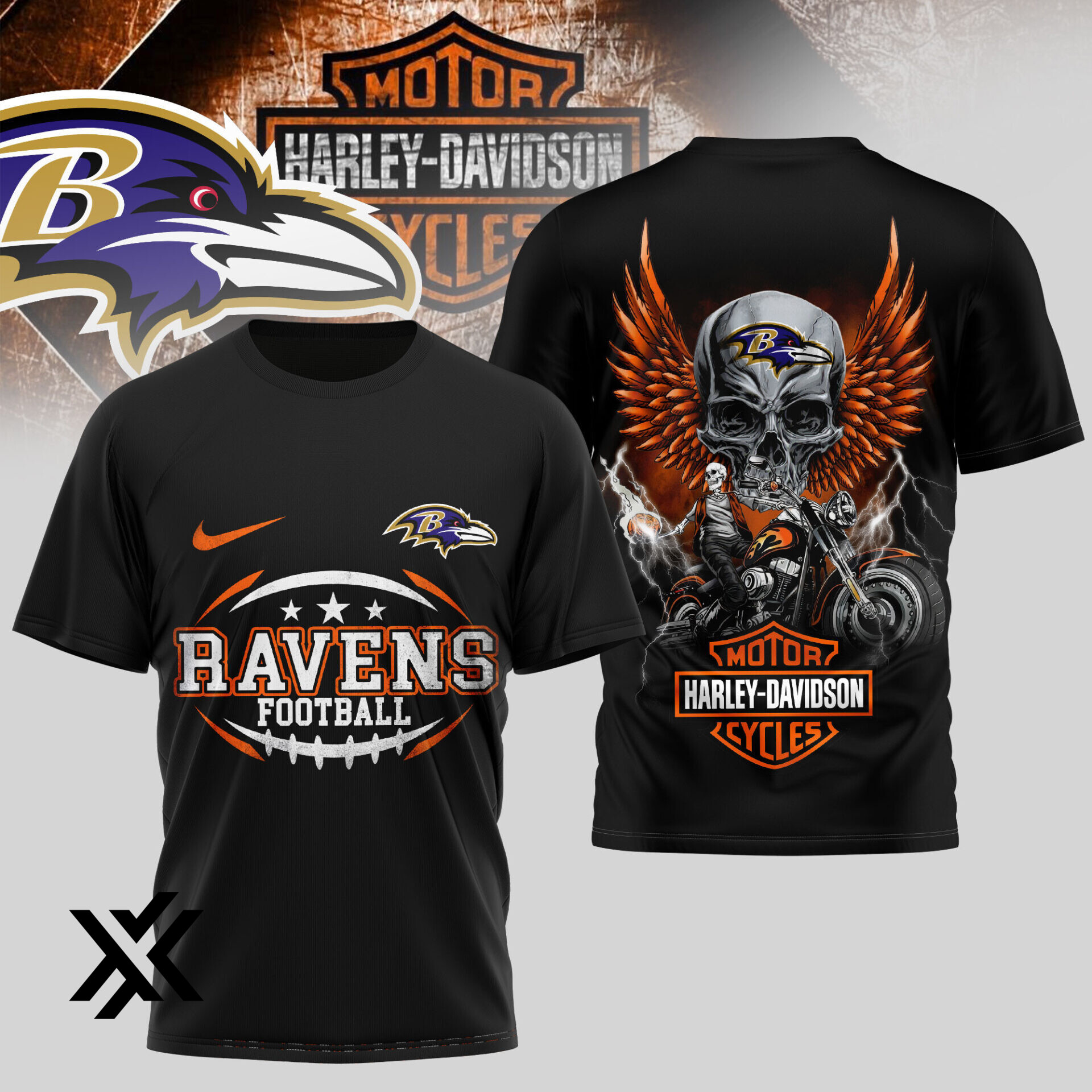 Baltimore Ravens NFL Harley Davidson Fan 3D Shirt