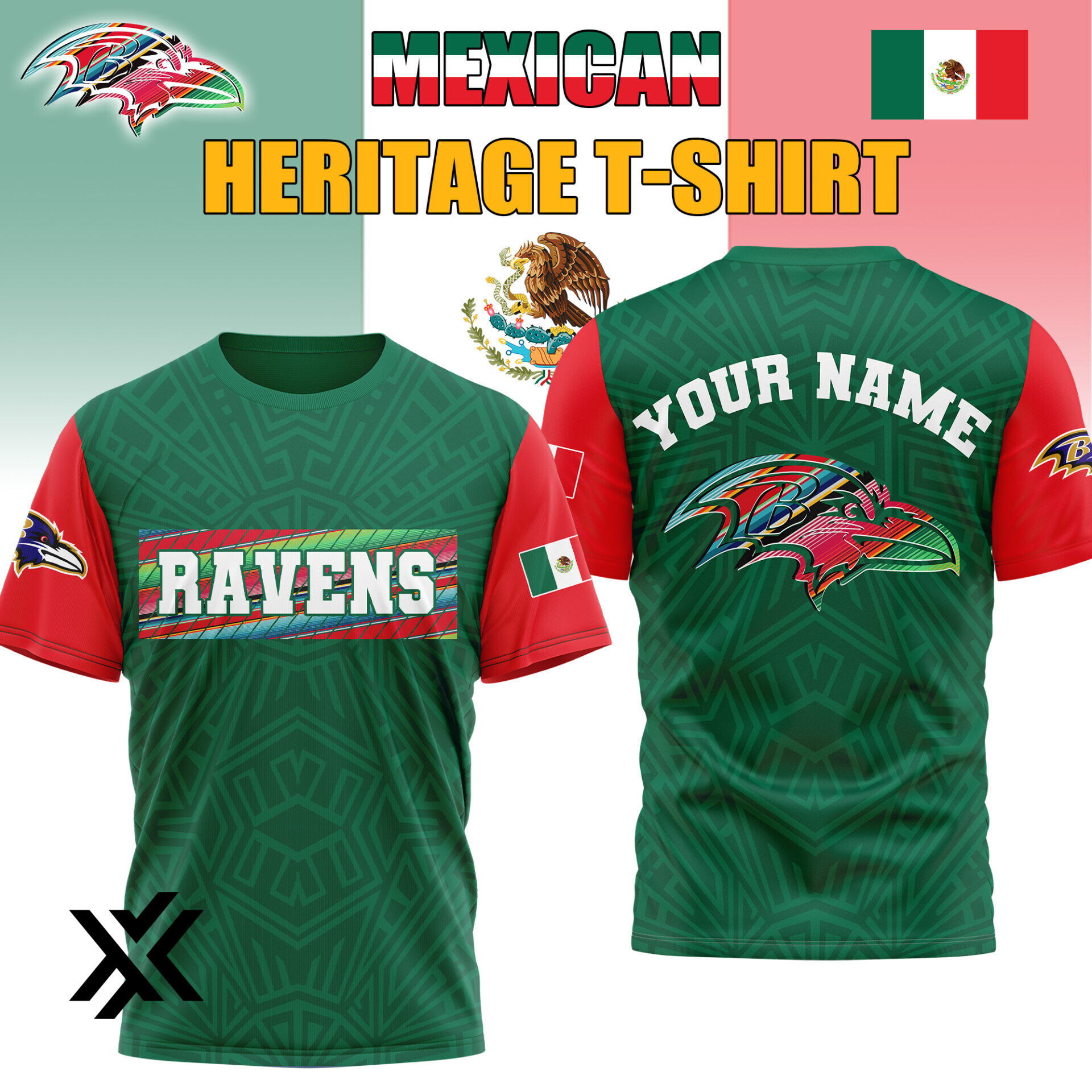 Baltimore Ravens NFL Mexican Heritage Celebration 3D Shirt