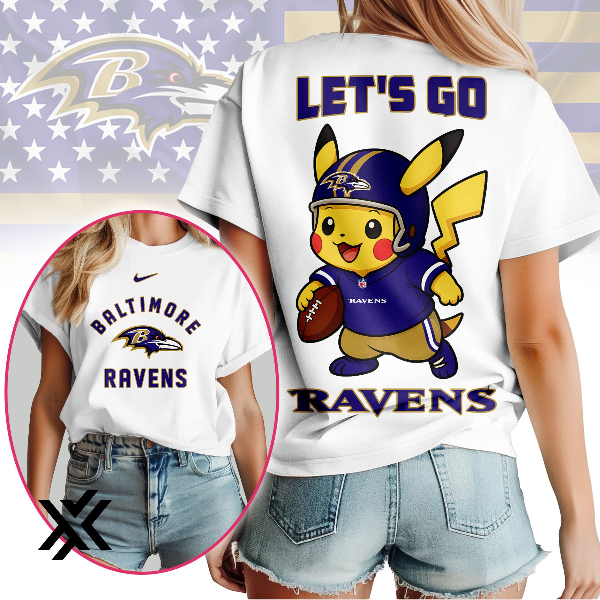 Baltimore Ravens NFL Pokemon 3D Shirt