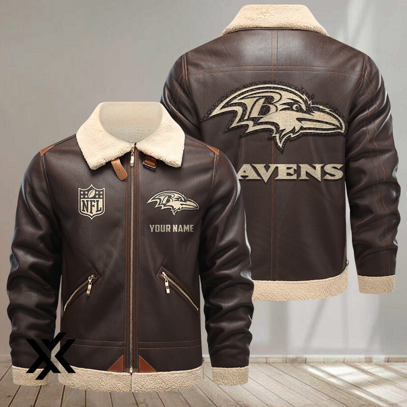 Baltimore Ravens Pilot Style Leather Jacket