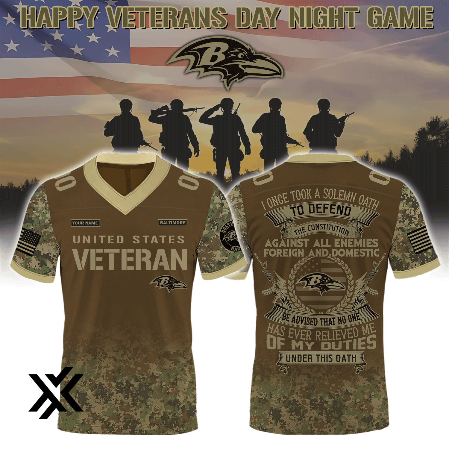 Baltimore Ravens Salute To Veterans Custom T-Shirt 2025 Limited