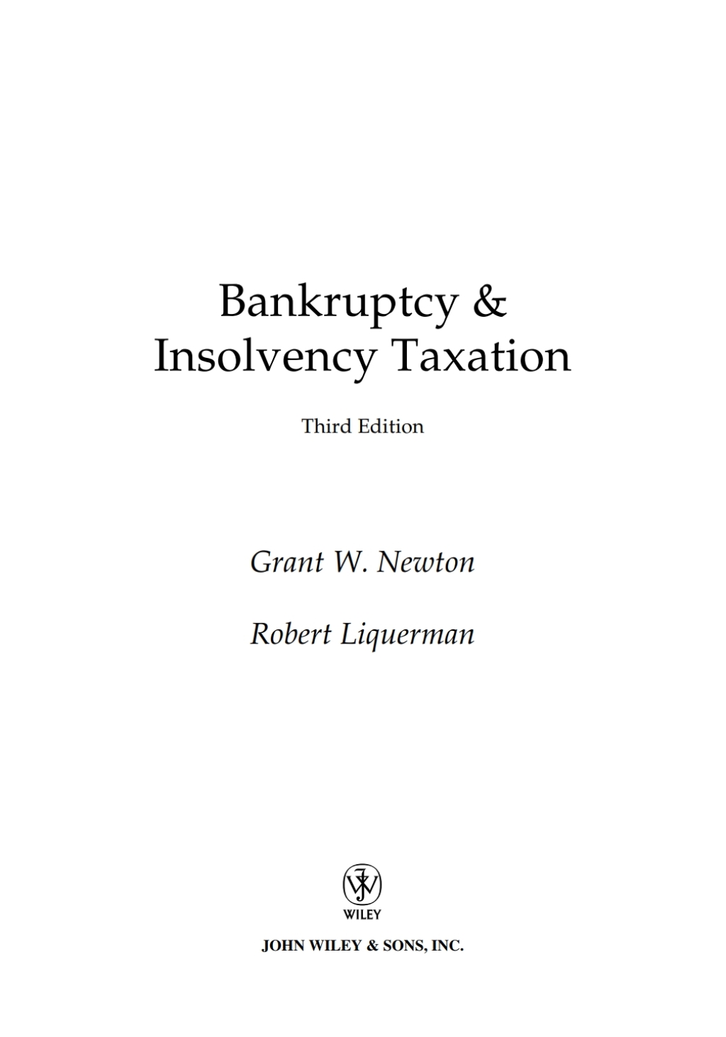 Bankruptcy and Insolvency Taxation 3rd Edition â€“ PDF/EPUB Version Downloadable