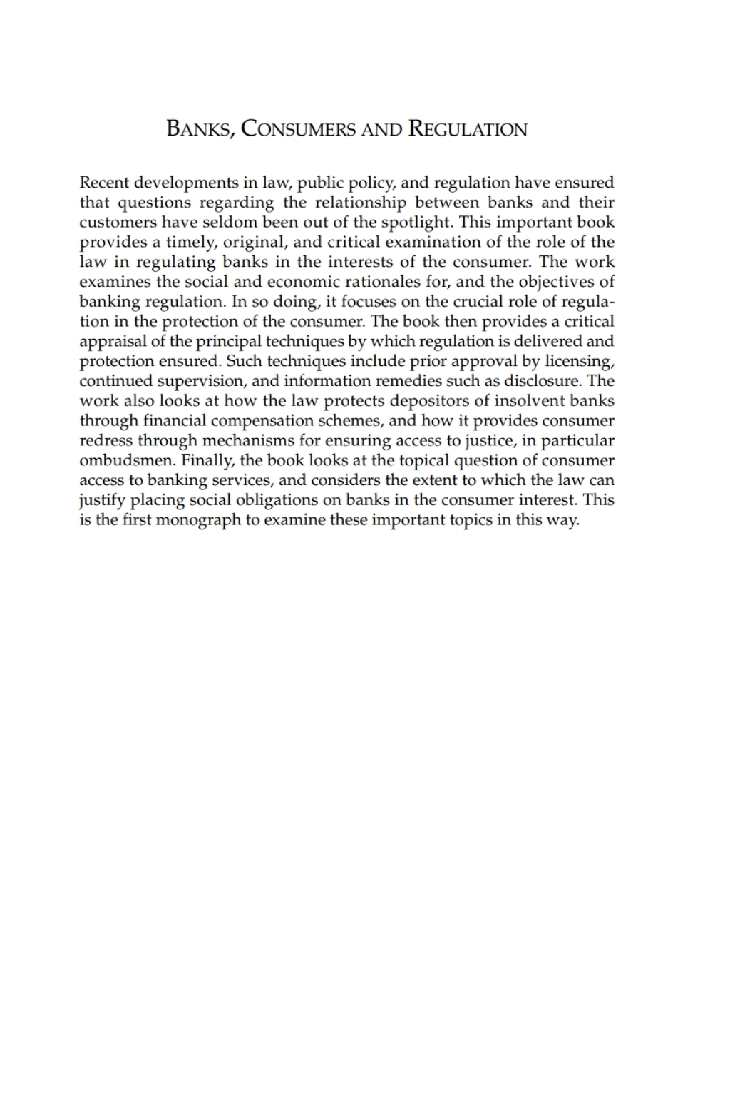 Banks, Consumers and Regulation Myths and Realities 1st Edition â€“ PDF/EPUB Version Downloadable