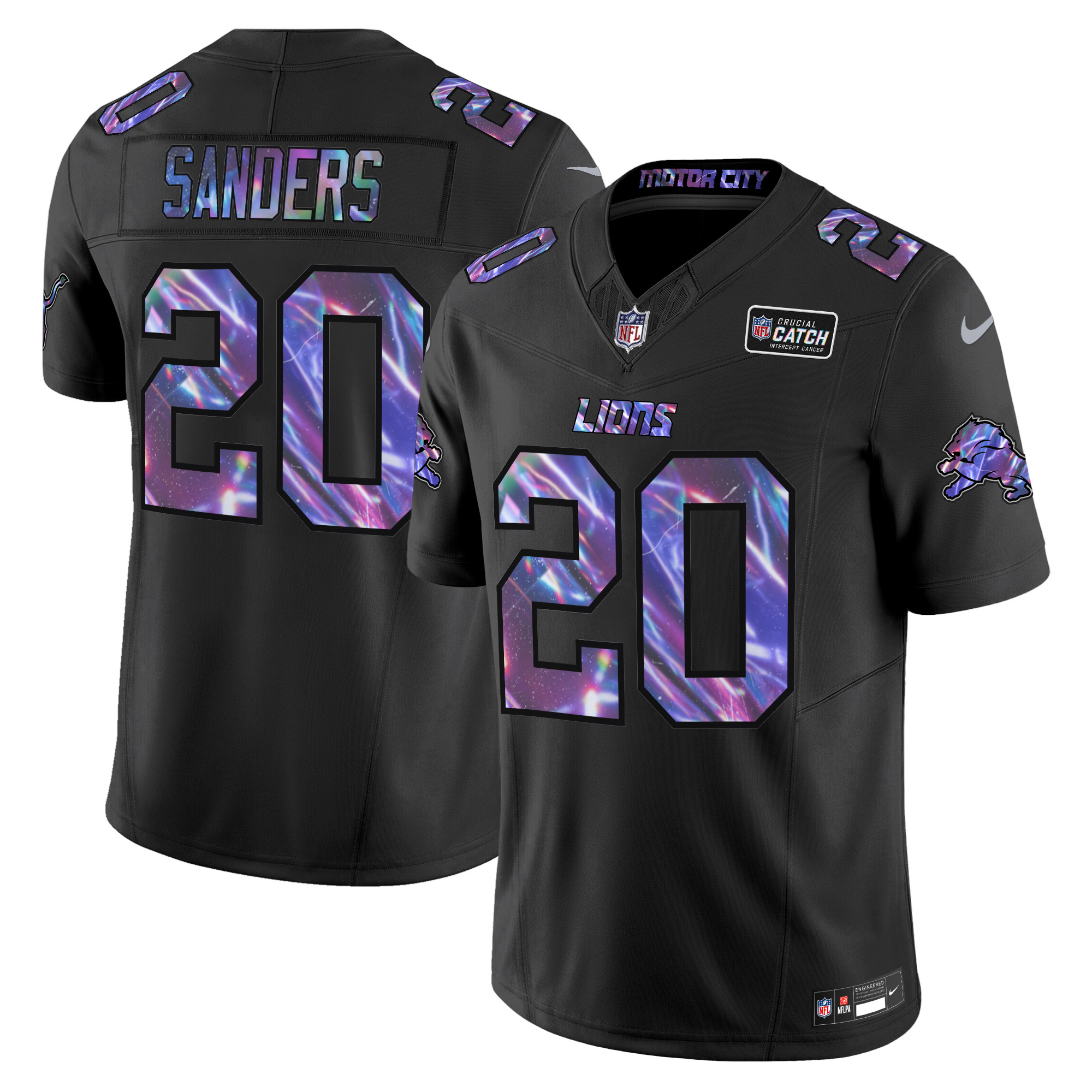 Barry Sanders Men's Detroit Lions 2024 Crucial Catch Vapor Limited Black Jersey - All Stitched