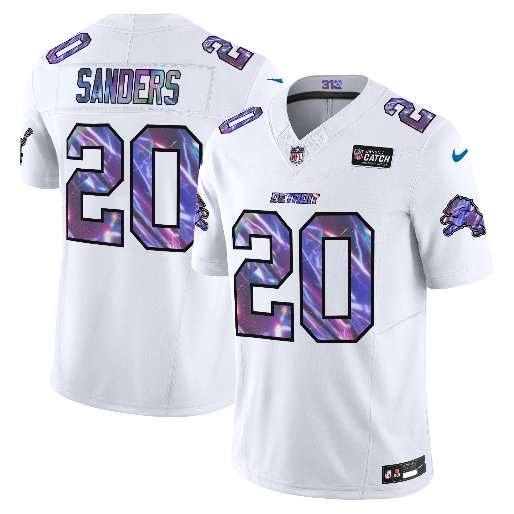 Barry Sanders Men's Detroit Lions 2024 Crucial Catch Vapor Limited White Jersey - All Stitched