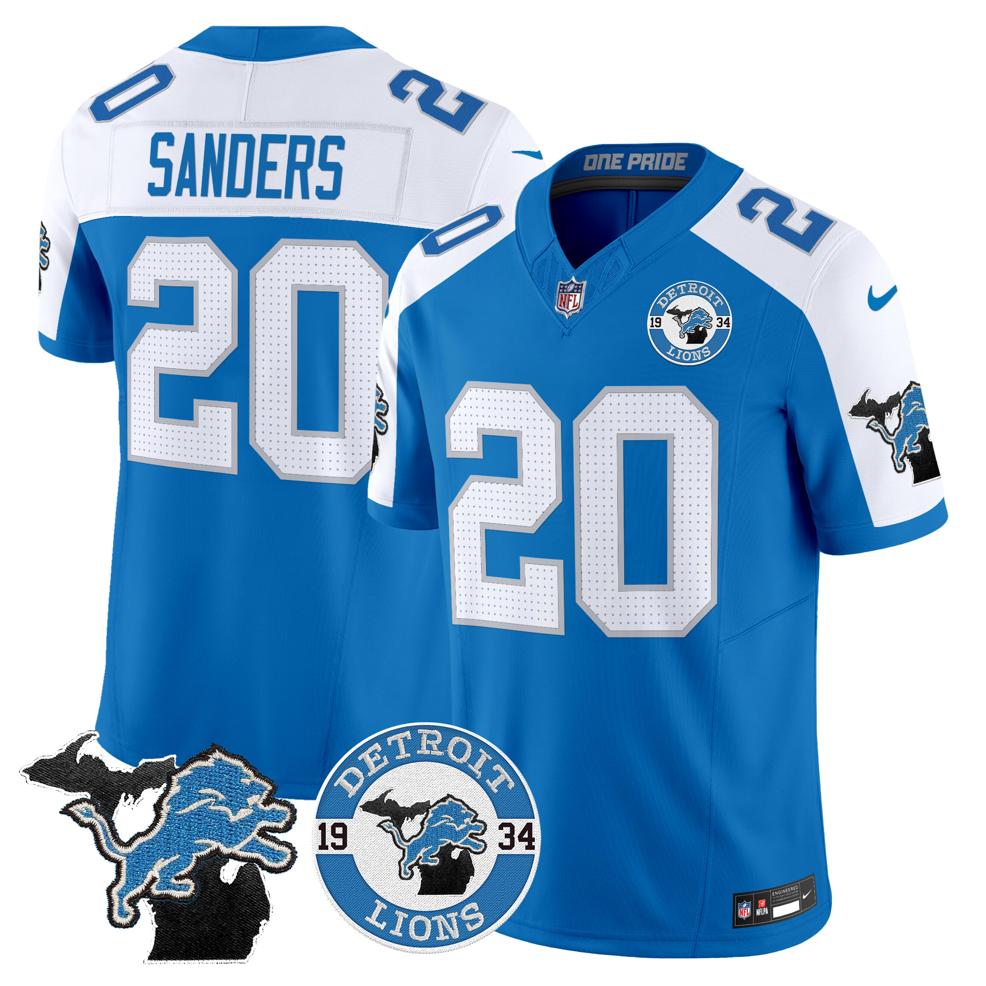 Barry Sanders Men's Detroit Lions 2024 Vapor Limited Blue Alternate Jersey - All Stitched