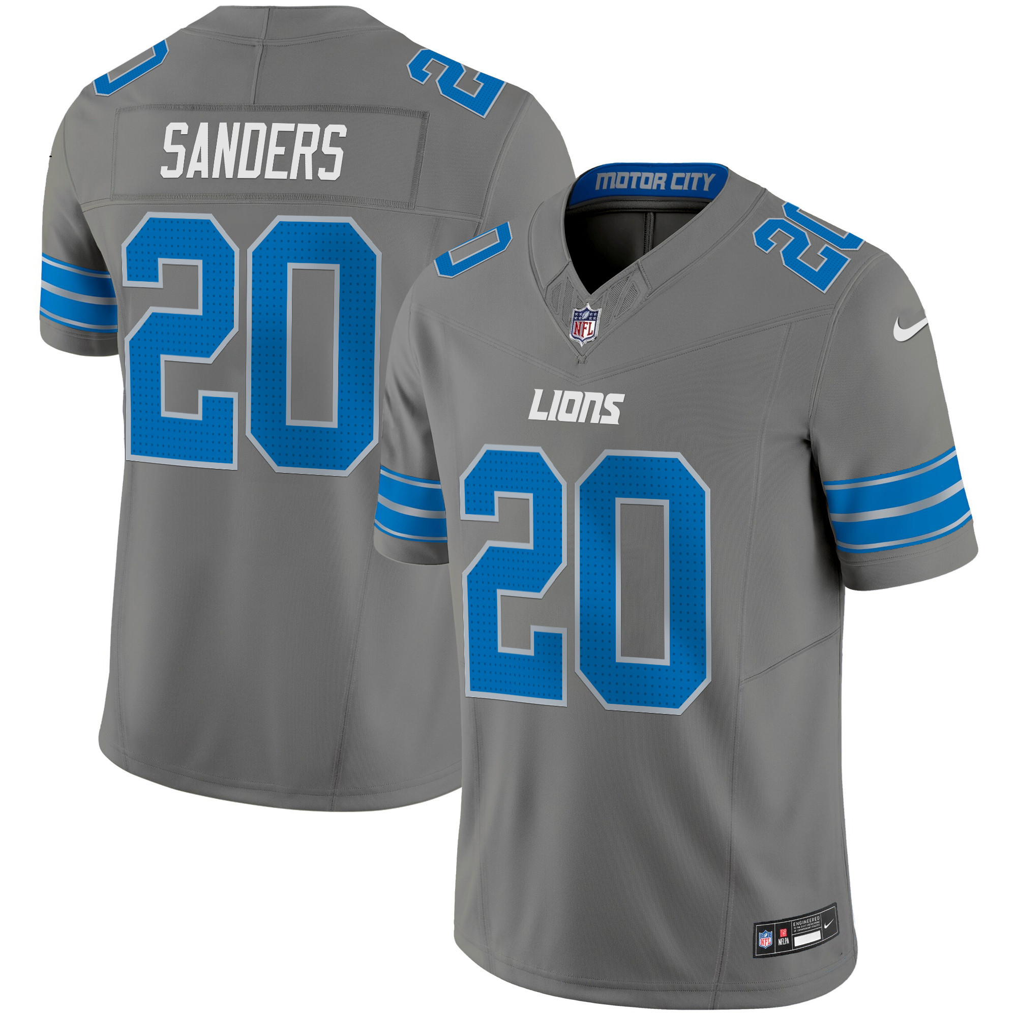 Barry Sanders Men's Detroit Lions 2024 Vapor Limited Gray Jersey - All Stitched