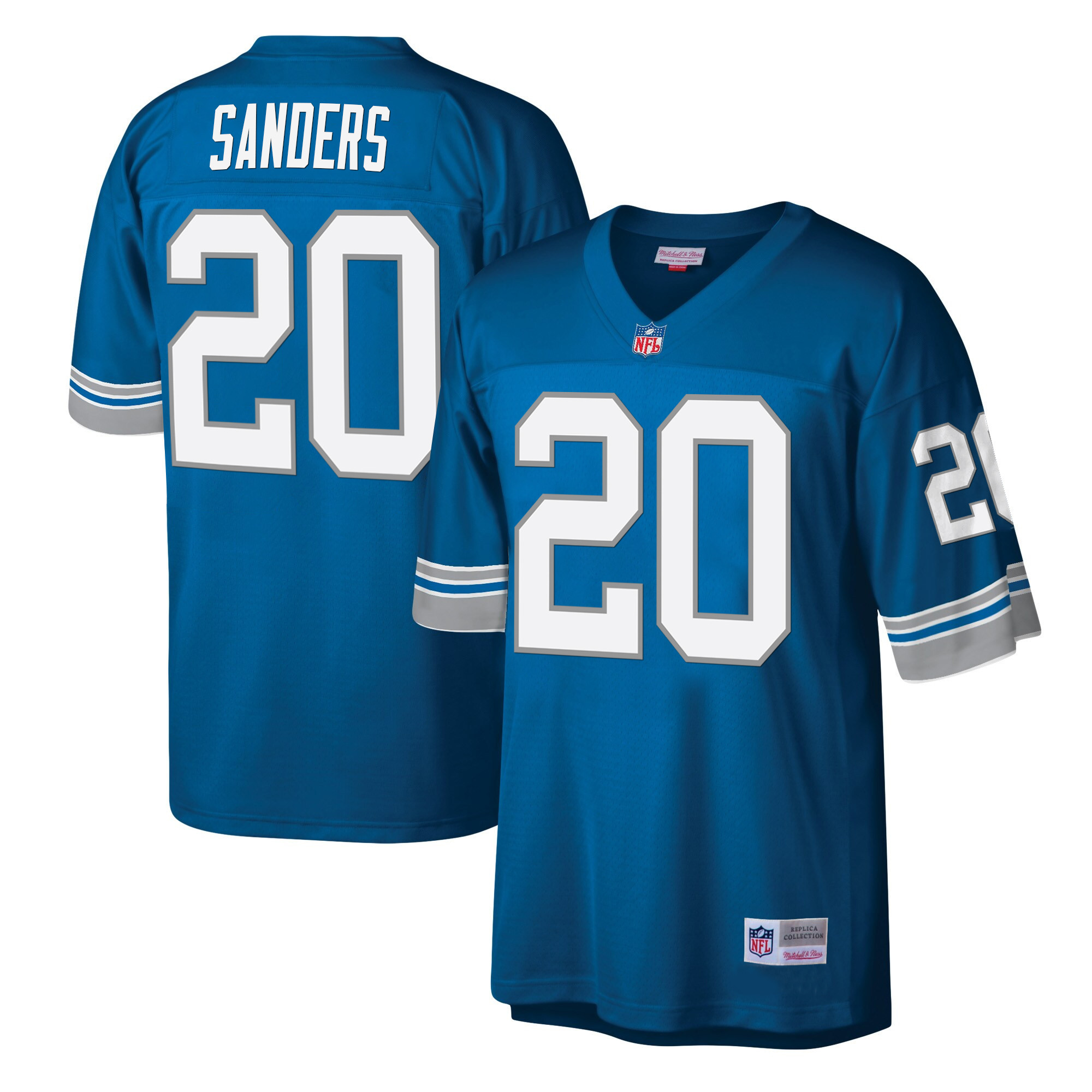 Barry Sanders Men's Detroit Lions Big & Tall Legacy Blue Jersey - All Stitched