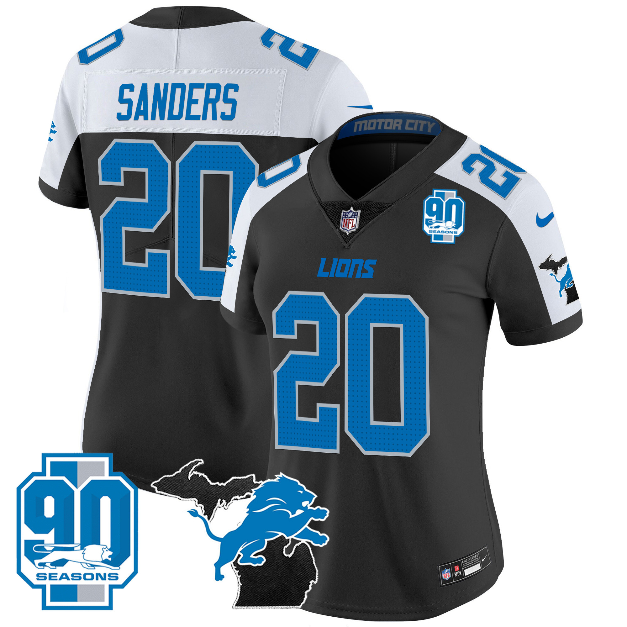 Barry Sanders Women's Detroit Lions 2024 Michigan & 90th Year Patch Vapor Alternate Jersey - All Stitched