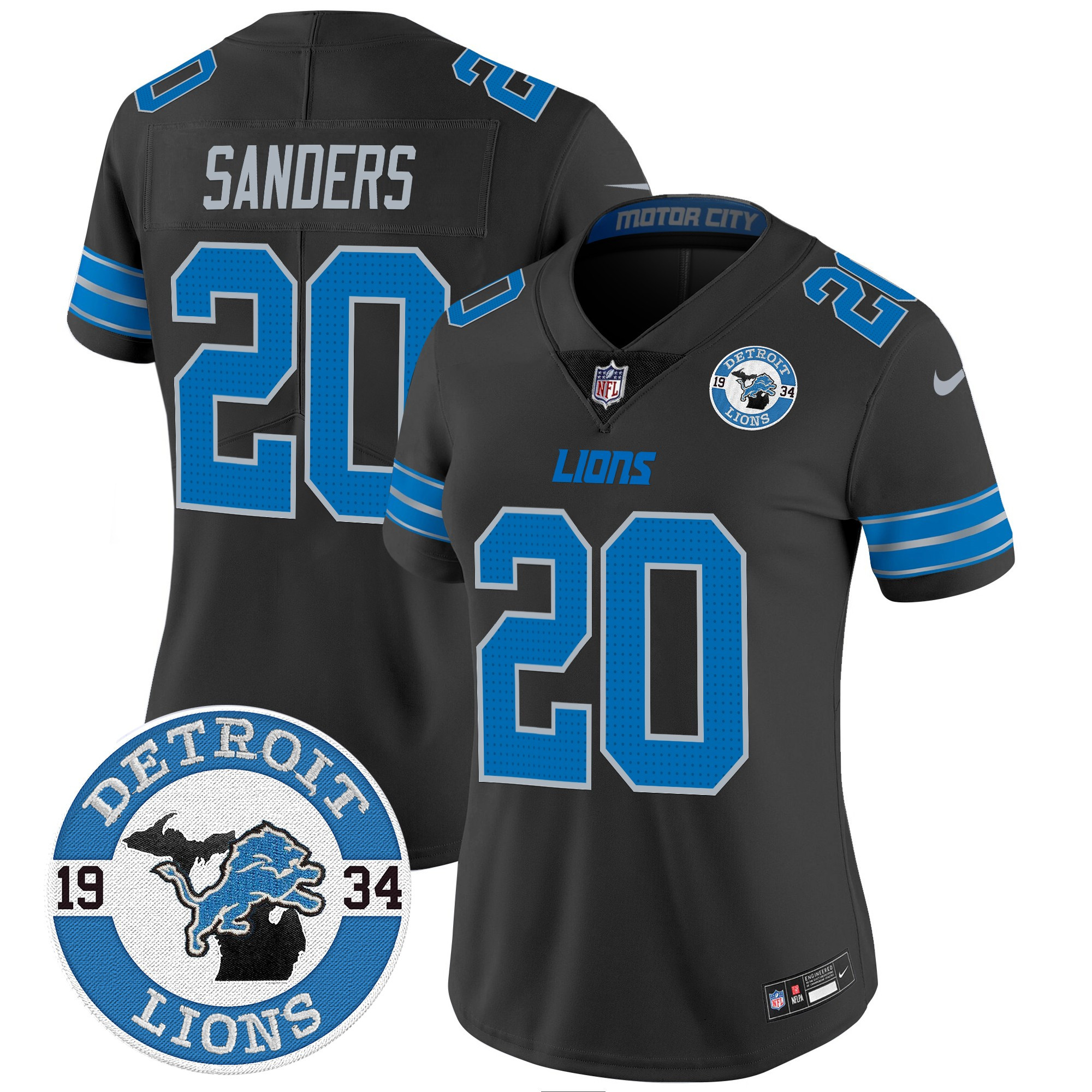 Barry Sanders Women's Detroit Lions 2024 Vapor Limited Black Jersey - All Stitched