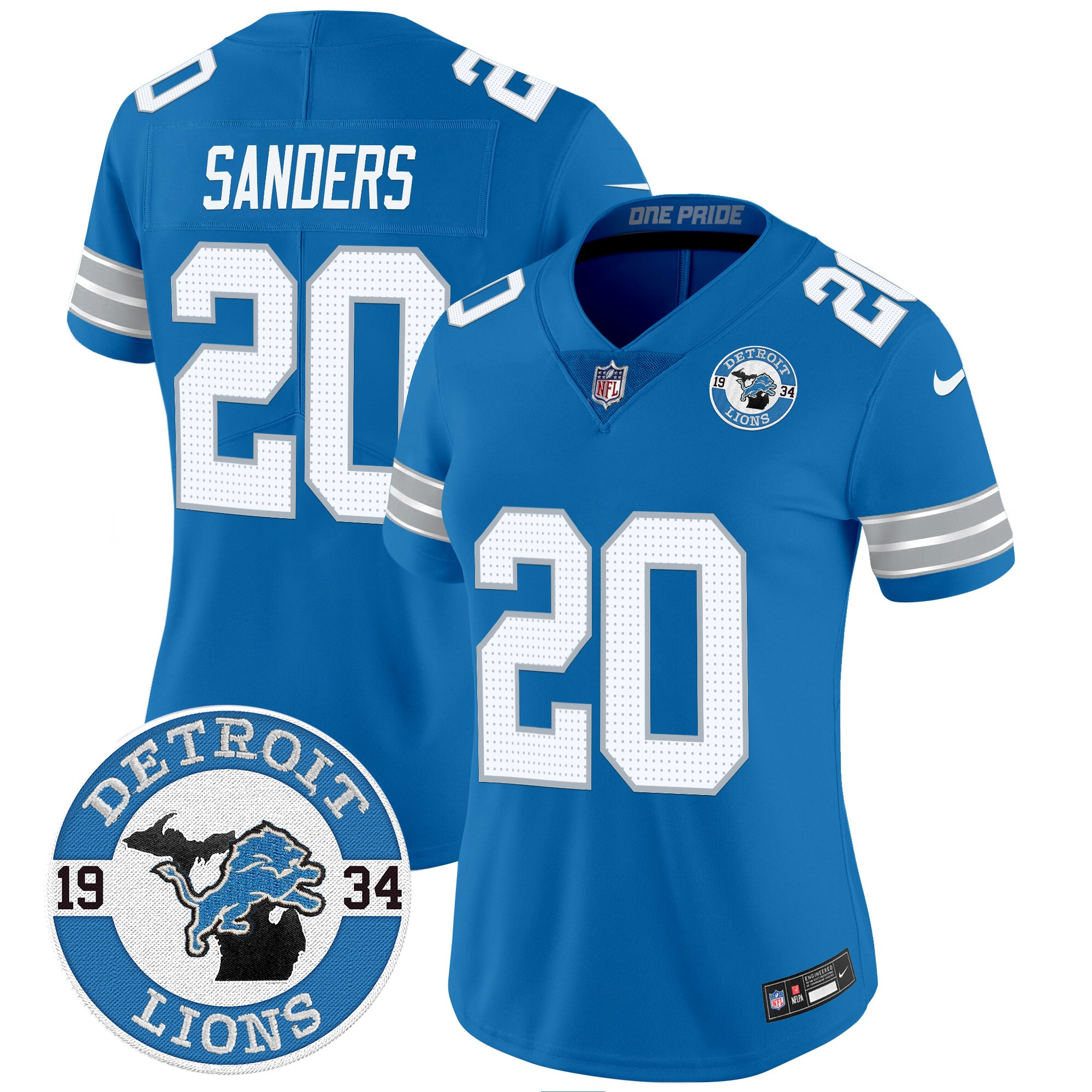 Barry Sanders Women's Detroit Lions 2024 Vapor Limited Blue Jersey - All Stitched