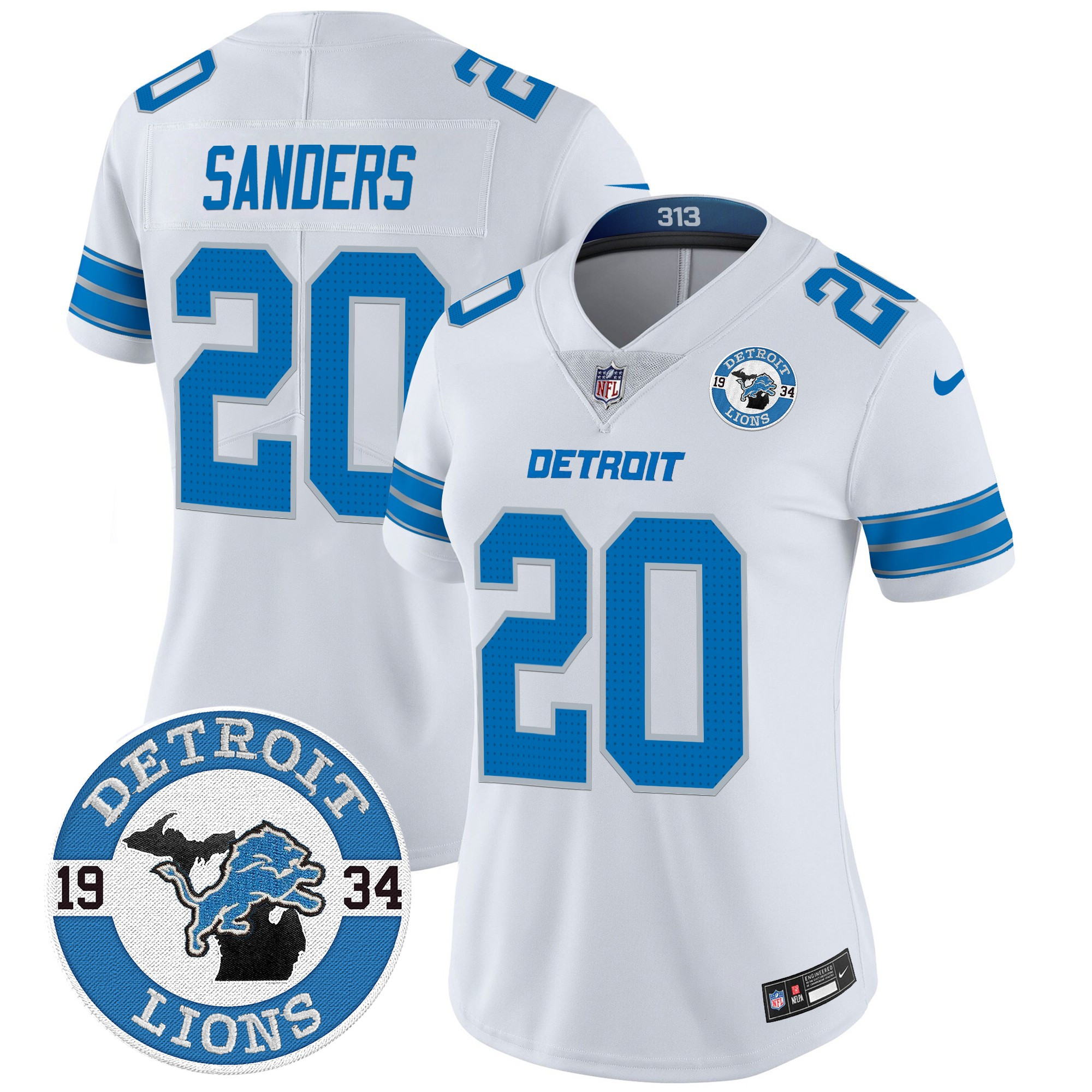 Barry Sanders Women's Detroit Lions 2024 Vapor Limited White Jersey - All Stitched