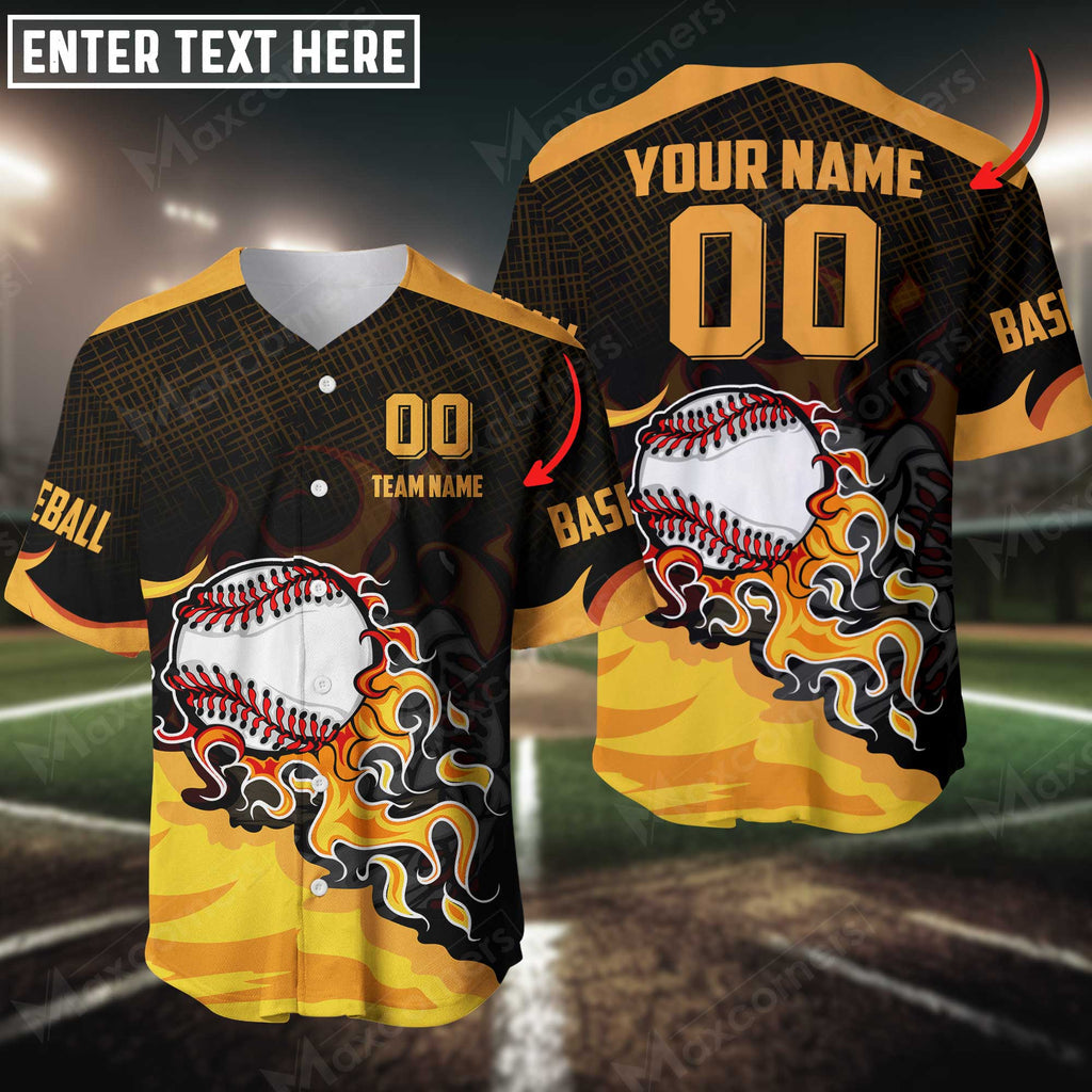 Baseball Jersey Flaming Multicolor Option Pattern Custom 3D Shirt, Gift for Baseball Fan Players