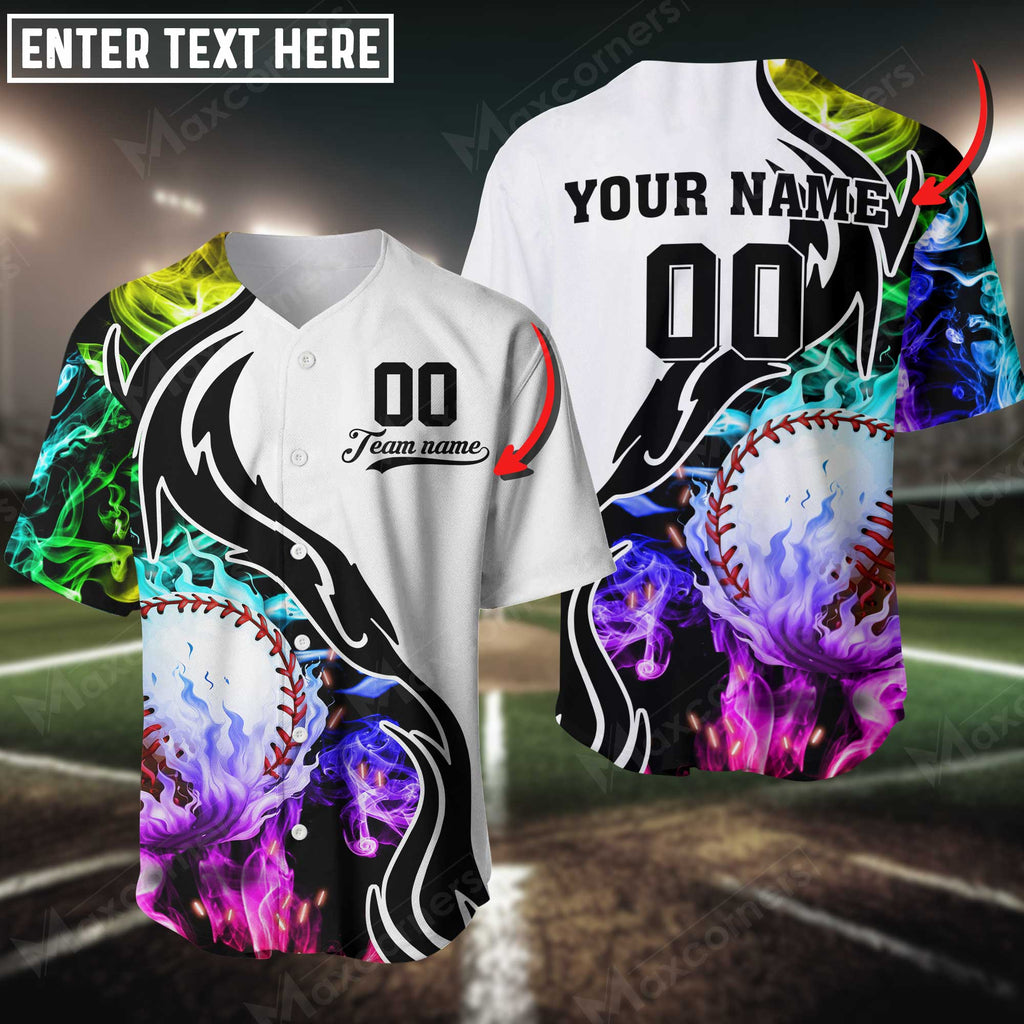 Baseball Jersey Multicolor Smoke Pattern Custom 3D Shirt, Gift for Baseball Lovers Fan Team