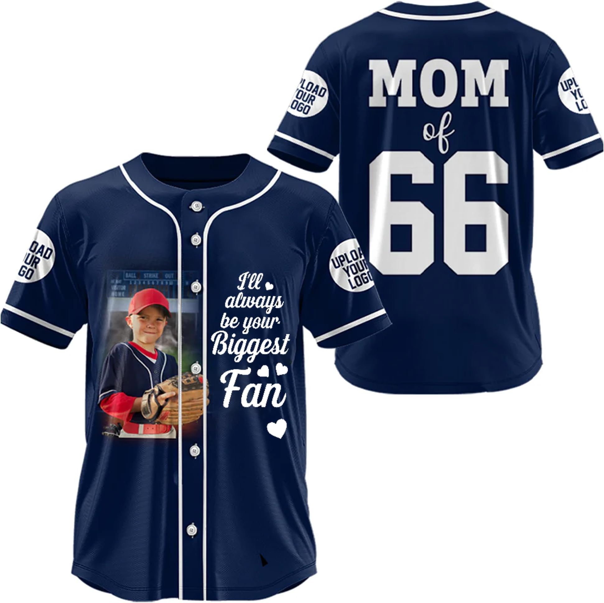 Baseball Mom Jersey, Custom Photo Baseball Shirts for Women, Personalized Gift for Baseball Player