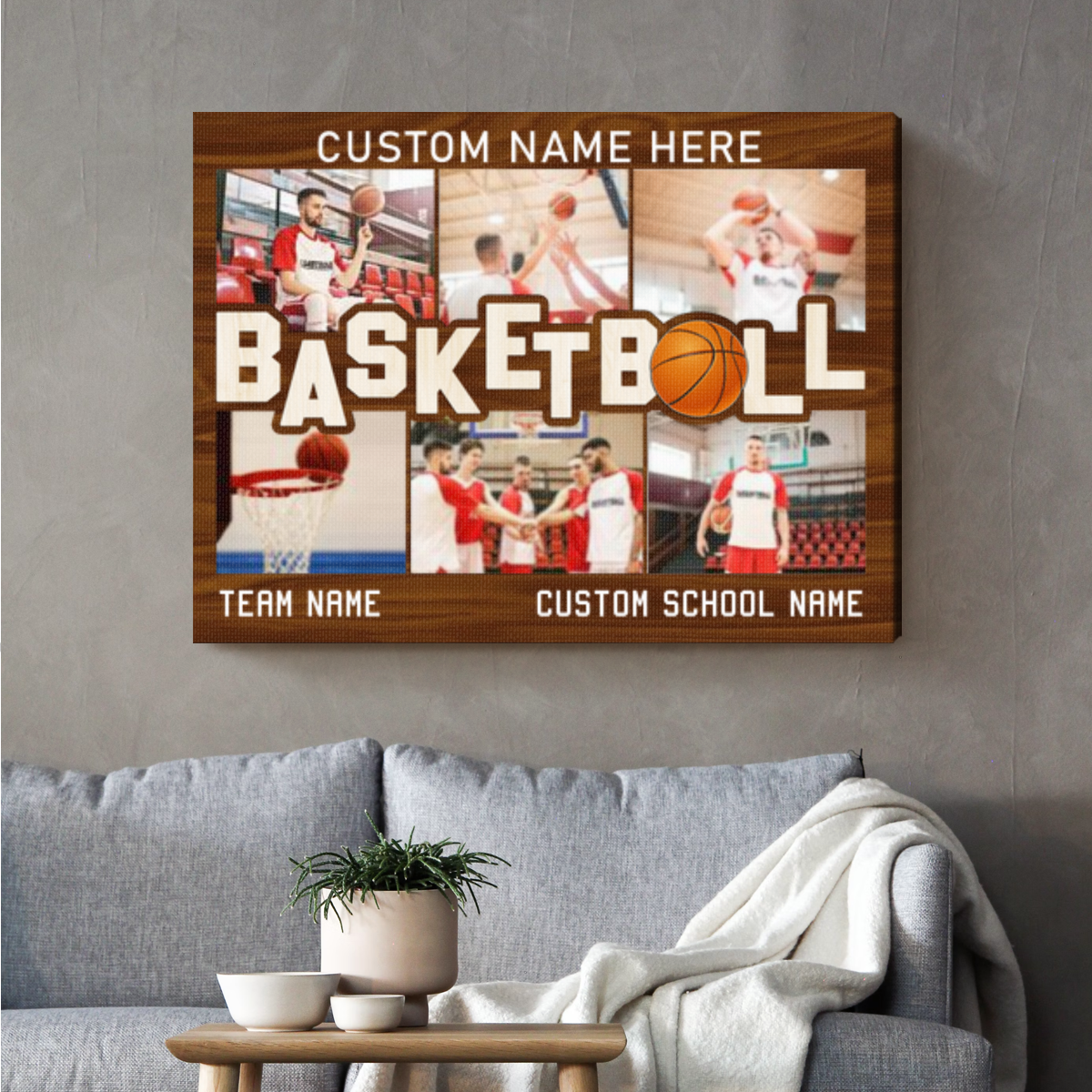 Basketball Custom Photo Collage Canvas, Basketball Gifts For Senior Night, Personalized Basketball Gifts, Picture Gifts For Basketball Players