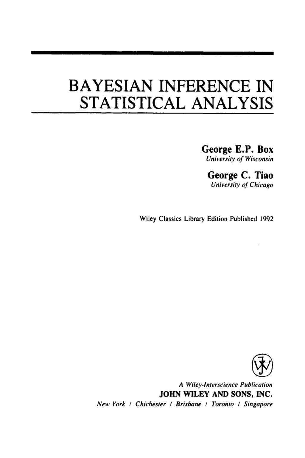 Bayesian Inference in Statistical Analysis 1st Edition â€“ PDF/EPUB Version Downloadable
