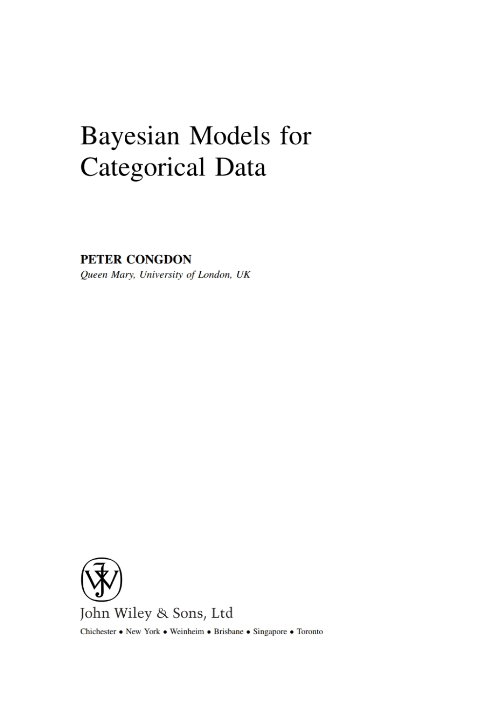 Bayesian Models for Categorical Data 1st Edition â€“ PDF/EPUB Version Downloadable