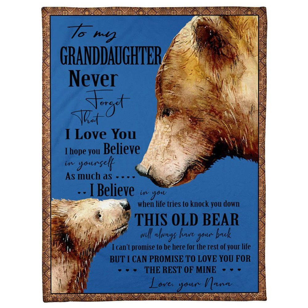 Bear Lovely Message From Nana Gifts For Granddaughters Fleece Quilt Blanket - TopBestClothing