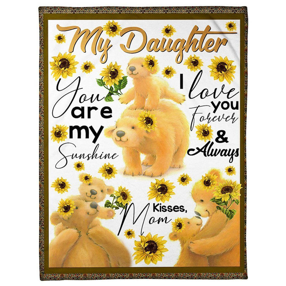 Bear To My Daughter I Love You Forever Fleece Quilt Blanket - TopBestClothing