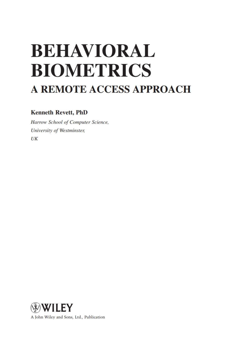 Behavioral Biometrics A Remote Access Approach 1st Edition â€“ PDF/EPUB Version Downloadable