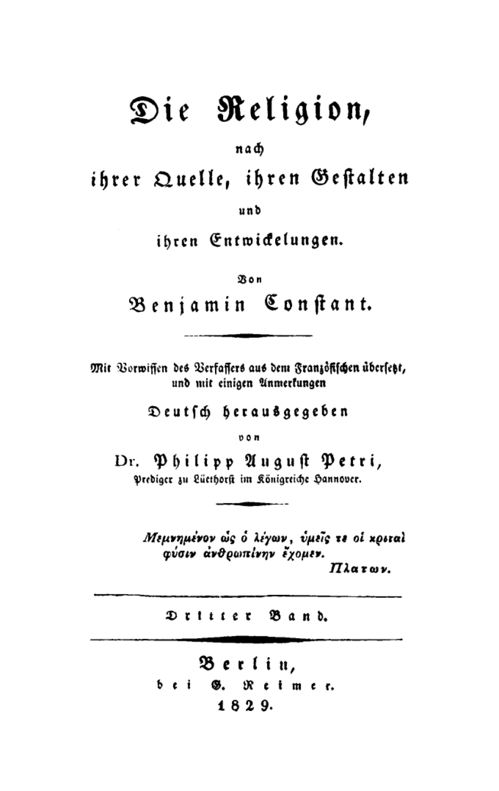 Benjamin Constant: Die Religion nach ihrer Quelle, ihren Gestalten und ihren Entwicklungen. Band 3 1st Edition â€“ PDF/EPUB Version Downloadable