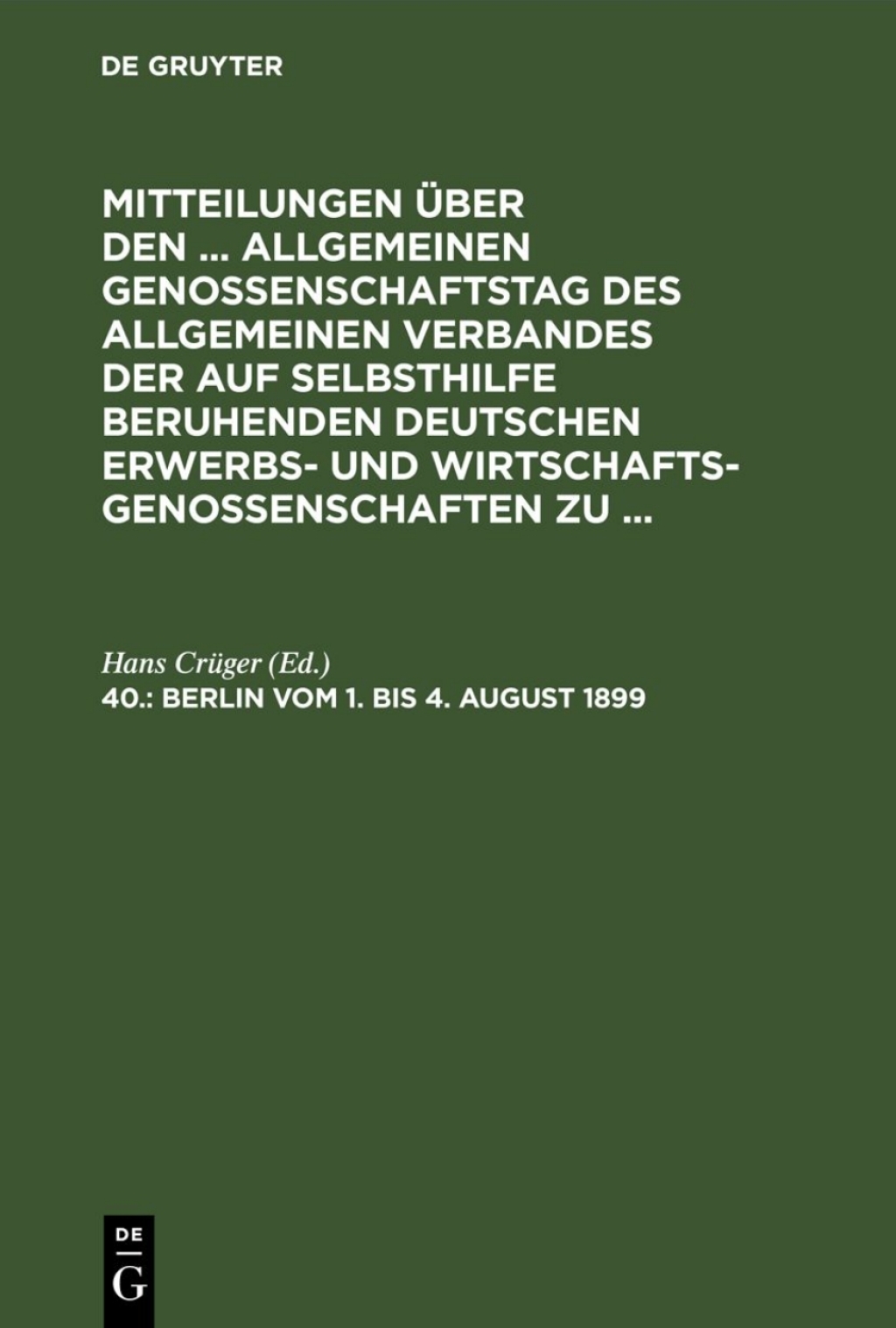 Berlin, vom 1. bis 4. August 1899 1st Edition â€“ PDF/EPUB Version Downloadable