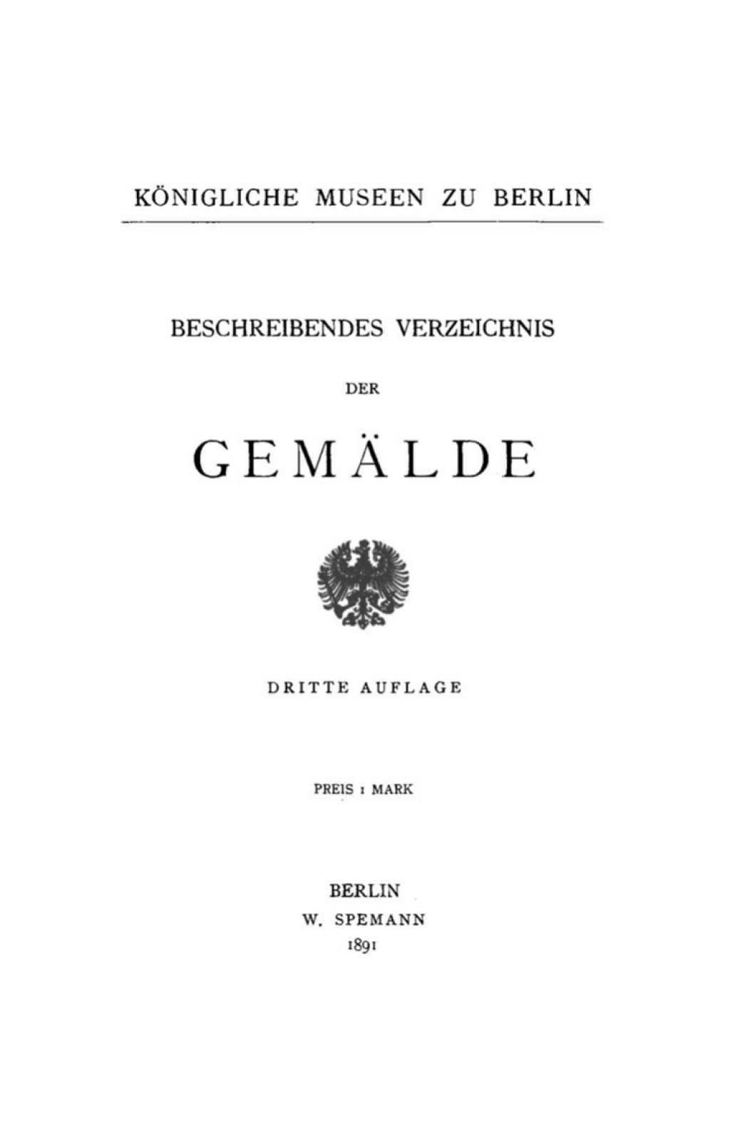 Beschreibendes Verzeichnis der GemÃ¤lde 3rd Edition â€“ PDF/EPUB Version Downloadable