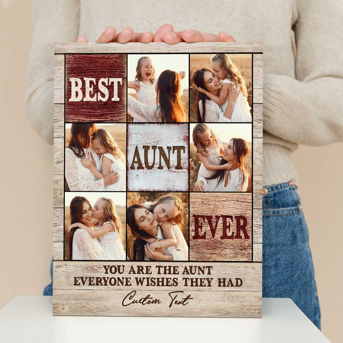 Best Aunt Ever Photo Collage Gift, Aunt Custom Picture Canvas, Personalized Christmas Gifts For Auntie, Aunt Gift from Niece Nephew, Aunt Birthday Gifts