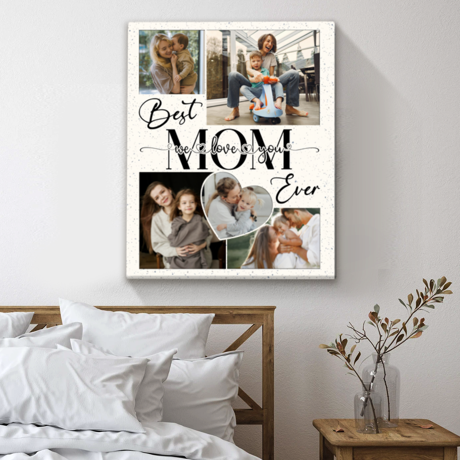 Best Mom Ever Personalized Collage Canvas, Motherâ€™s Day Gift For Mom, Custom Wall Art For Mom, Mom Birthday Gifts From Kids