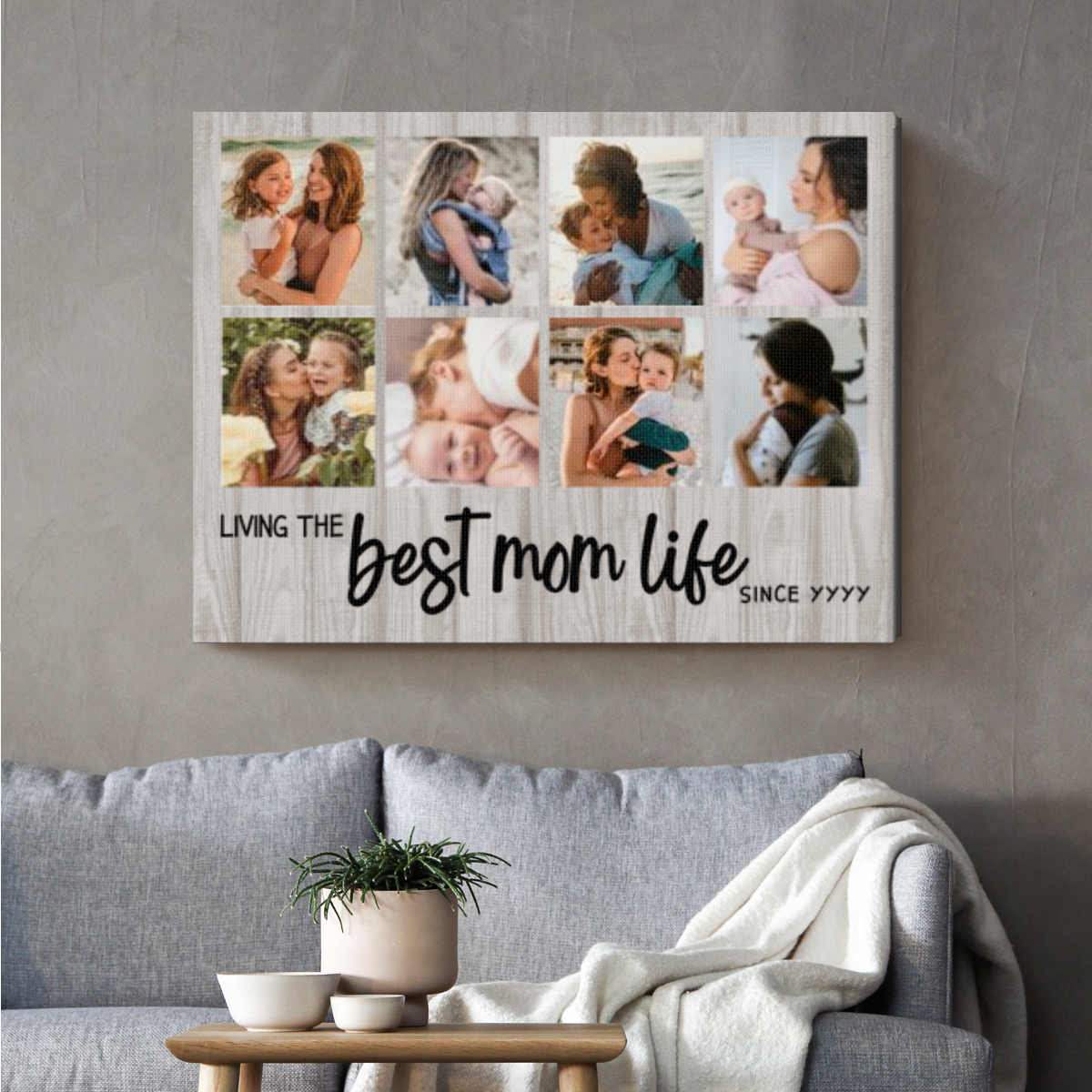 Best Mom Life Custom Photo Collage Canvas, Personalized Gifts For Mom, Unique MotherÃ¢â‚¬â„¢s Day Picture Wall Art, Mommy Gifts