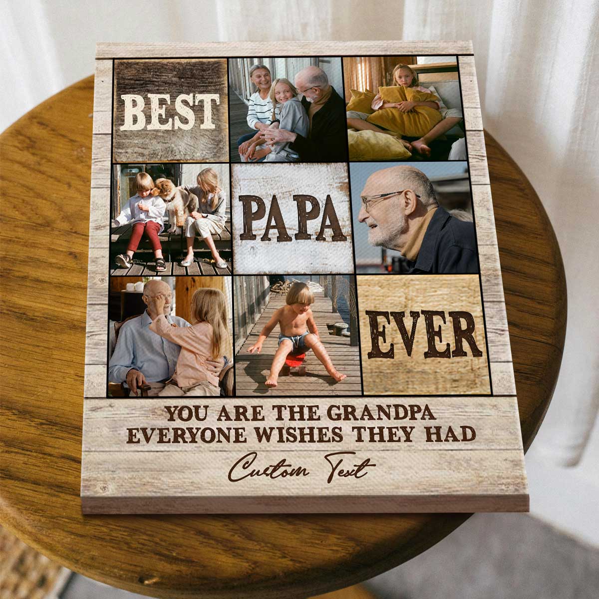Best Papa Ever Photo Collage Gift, Grandpa Picture Collage Canvas, FatherÃ¢â‚¬â„¢s Day Gifts For Grandpa, Papa Birthday Gifts