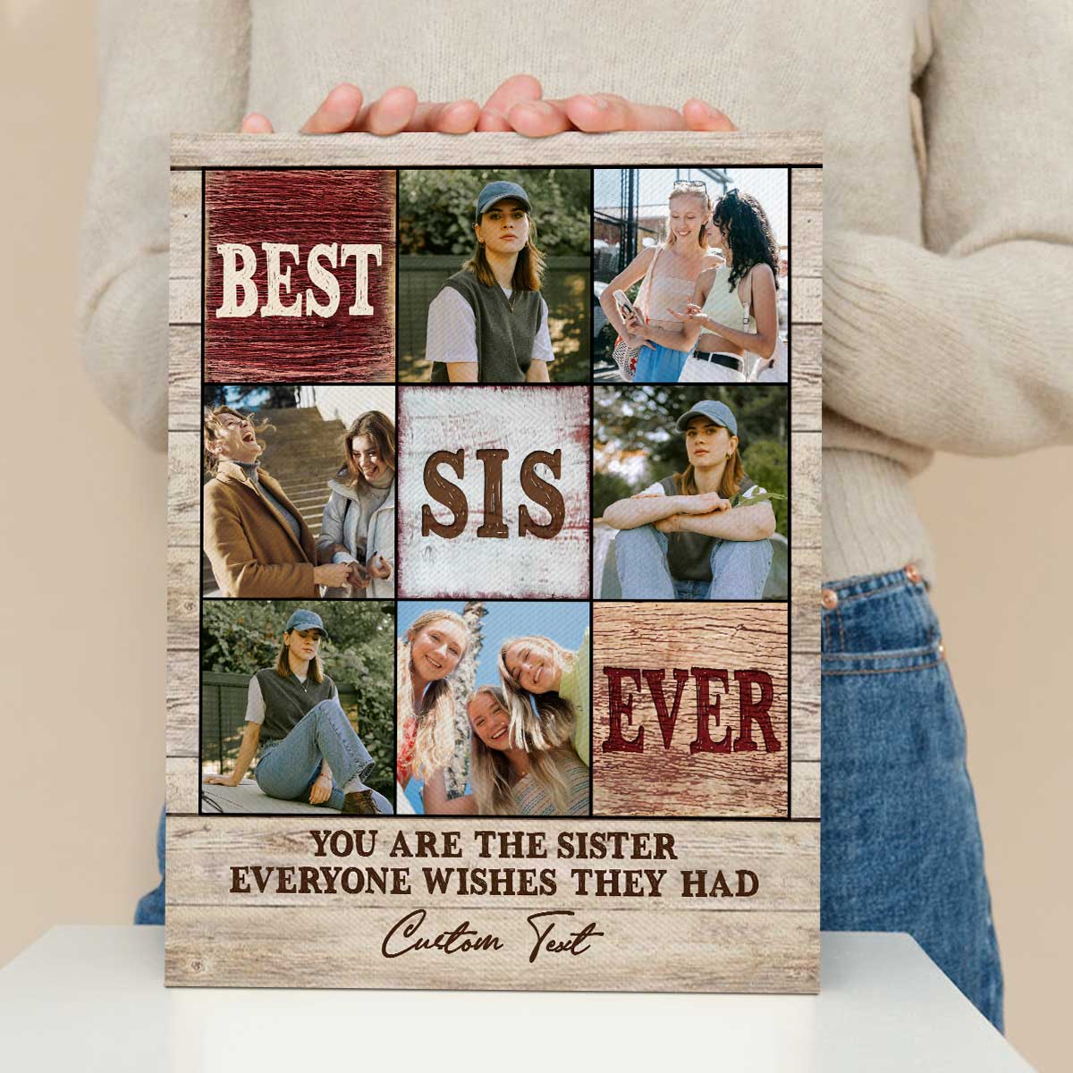 Best Sister Ever Photo Collage Gift, Personalized Sister Photo Collage Canvas, Sister Christmas Gift, Sister Birthday Gift, Big Sister Gift