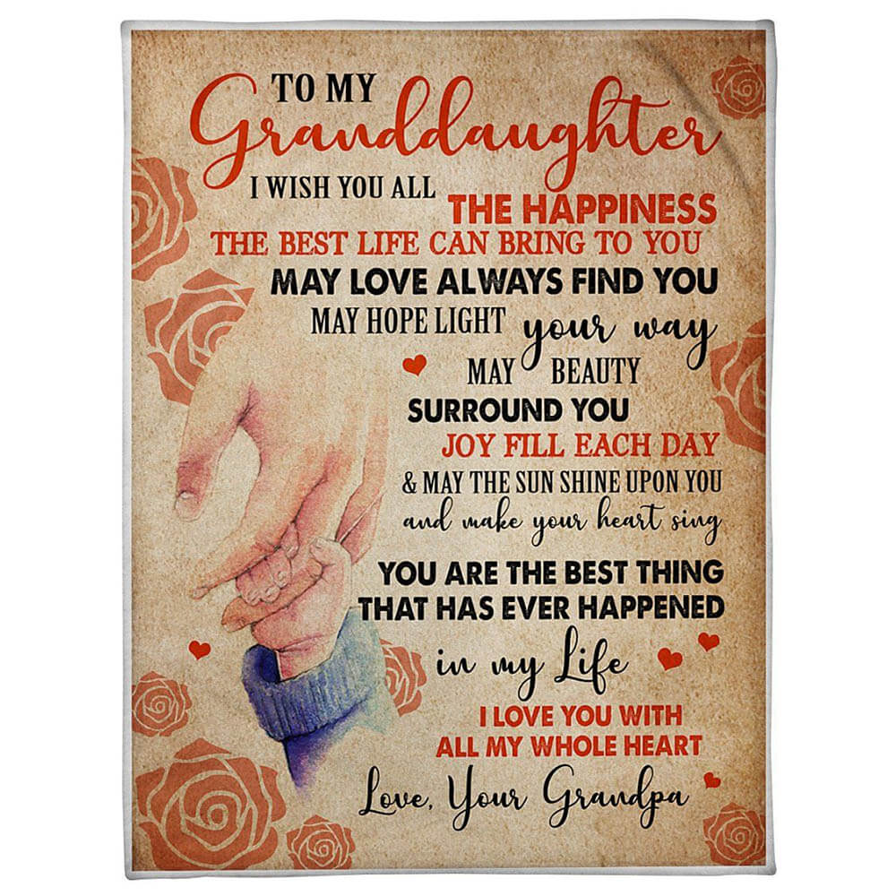 Best Wishes Of Grandpa To Granddaughter For Family Fleece Quilt Blanket - TopBestClothing