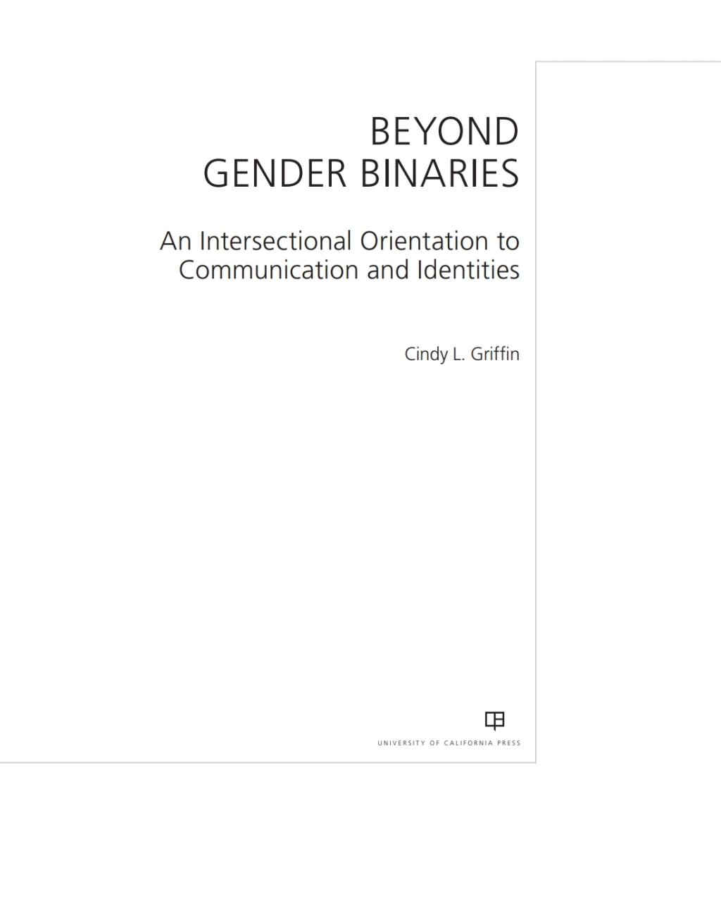 Beyond Gender Binaries An Intersectional Orientation to Communication and Identities 1st Edition â€“ PDF/EPUB Version Downloadable