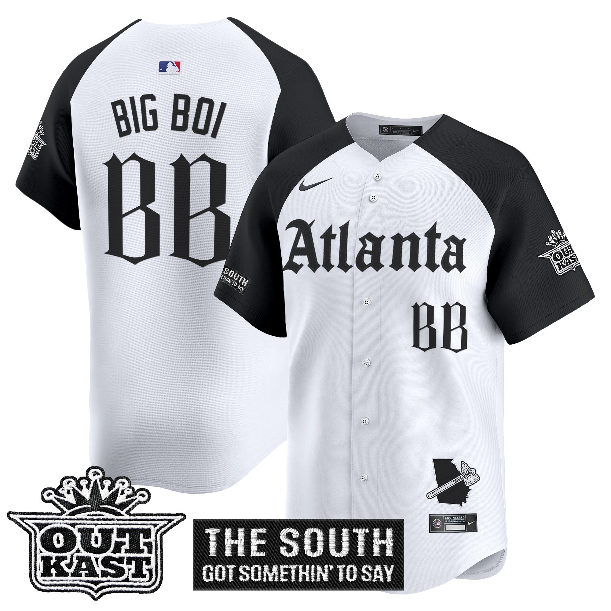 Big Boi Men's Atlanta Braves 'Gothic South x Outkast Edition' Vapor Premier Limited Alternate Jersey - All Stitched