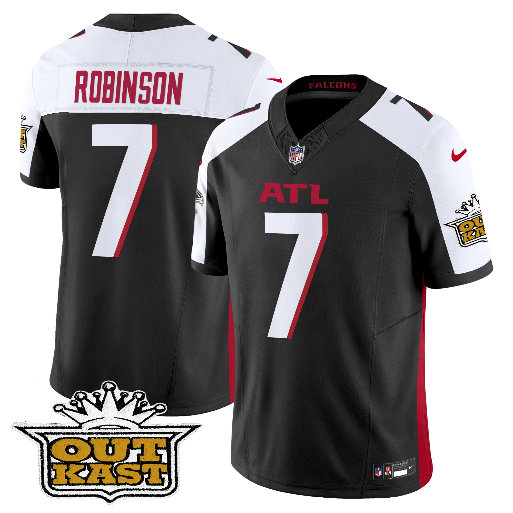 Bijan Robinson Men's Outkast x Atlanta Falcons 2024 Vapor Limited Black Alternate Jersey - All Stitched